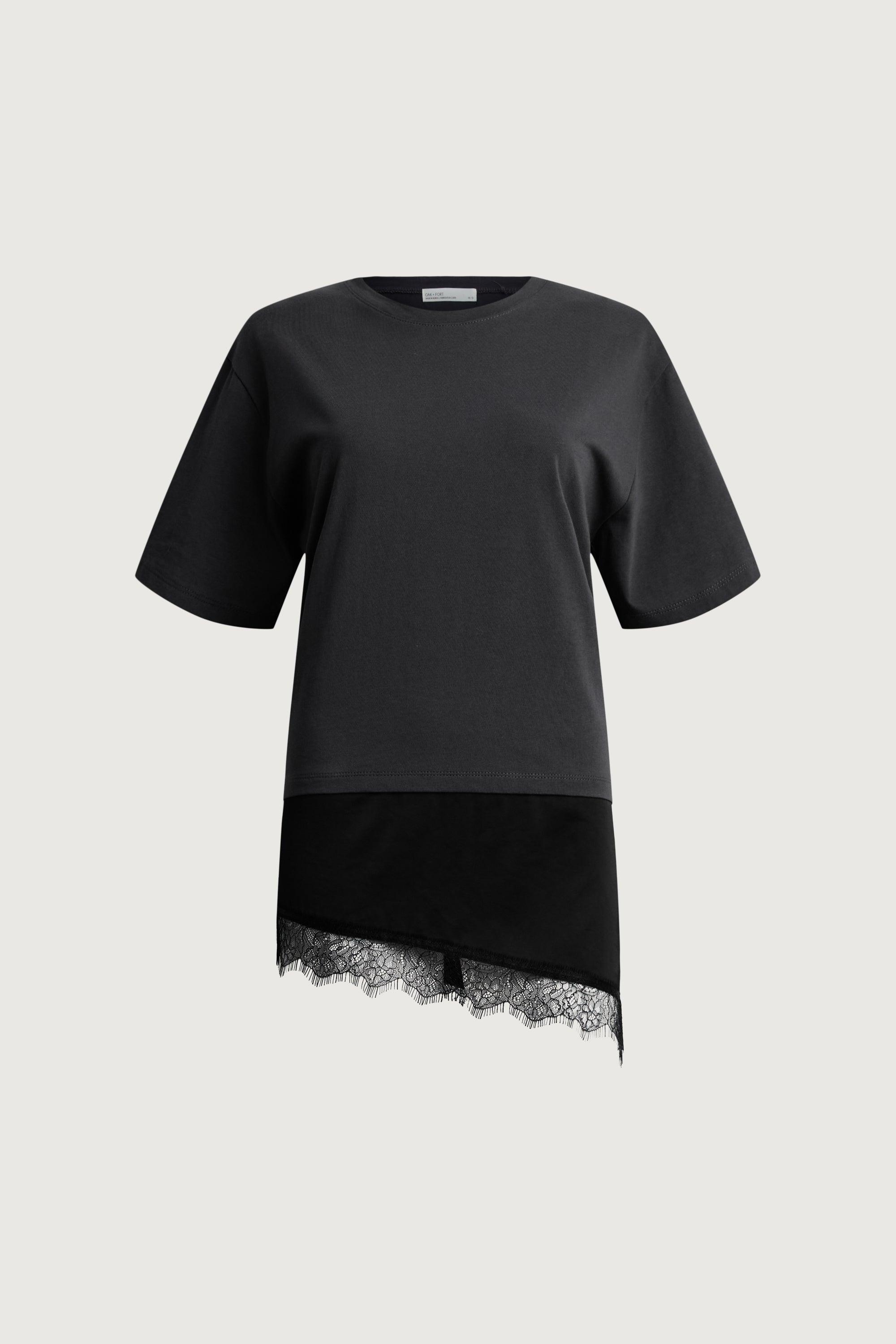 ASYMMETRICAL TOP WITH LACE TRIM by OAK + FORT