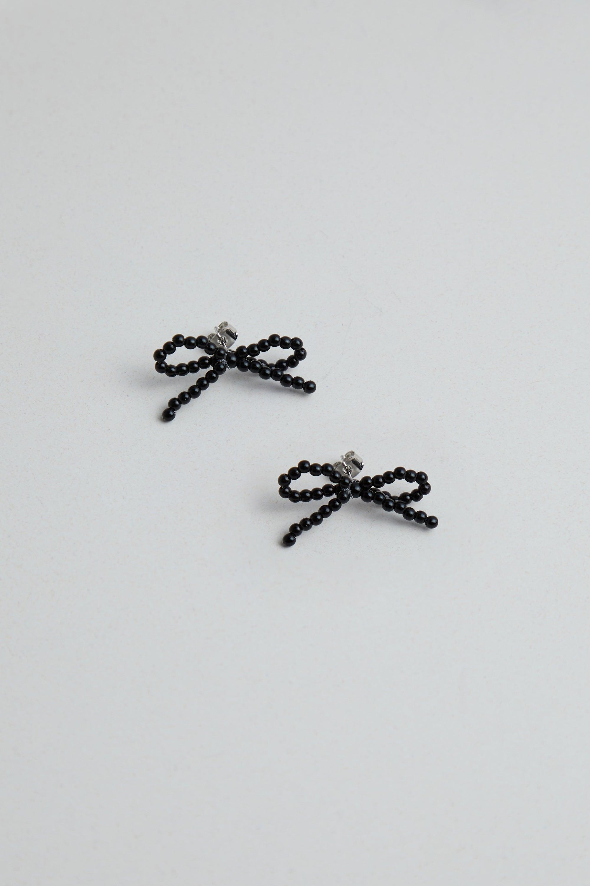 BEADED BOW STUD EARRING by OAK + FORT