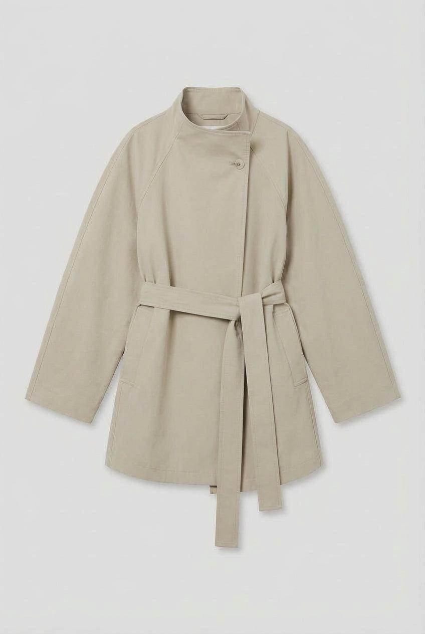 BELTED FUNNEL NECK JACKET by OAK + FORT