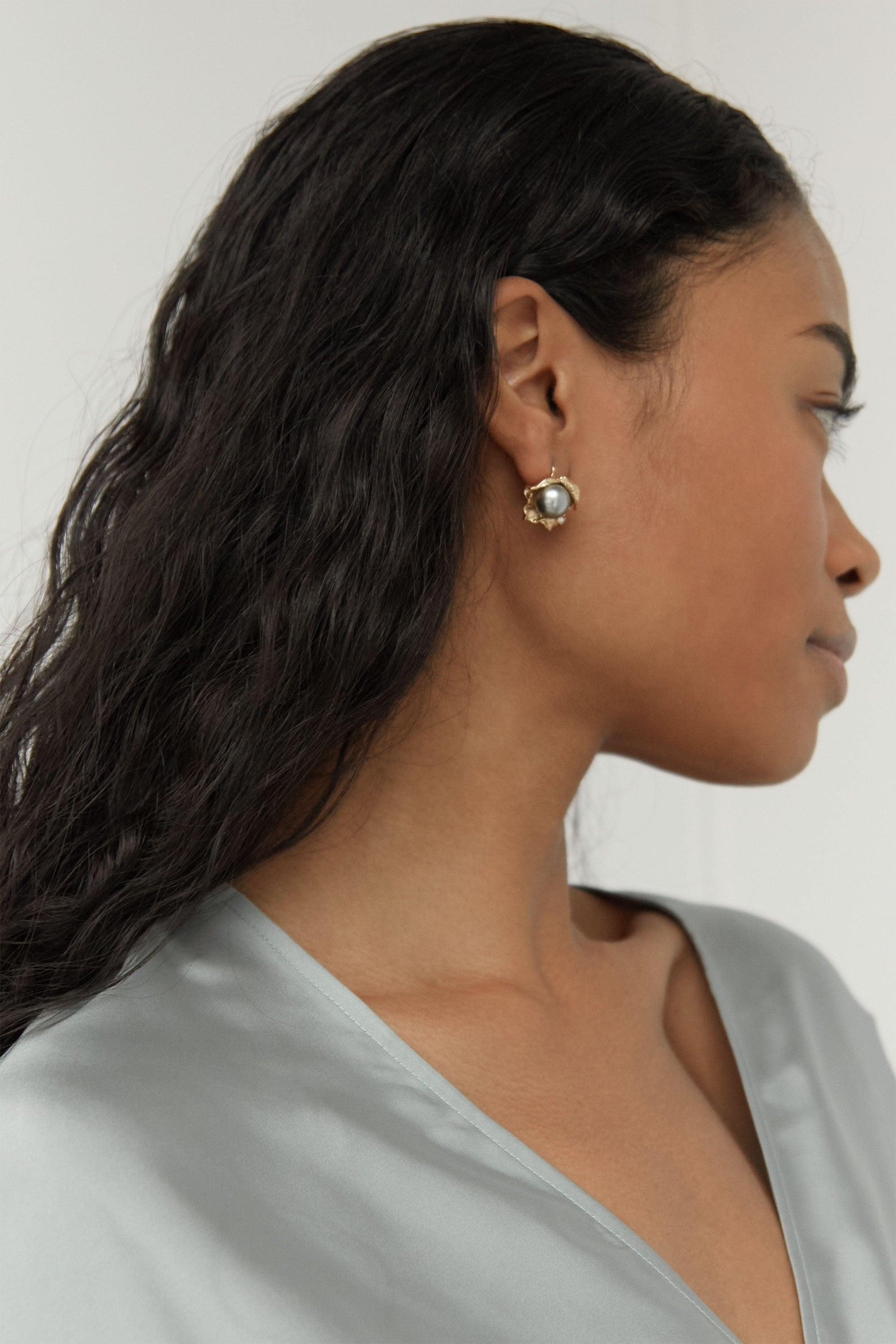 BLACK PEARL EARRING by OAK + FORT