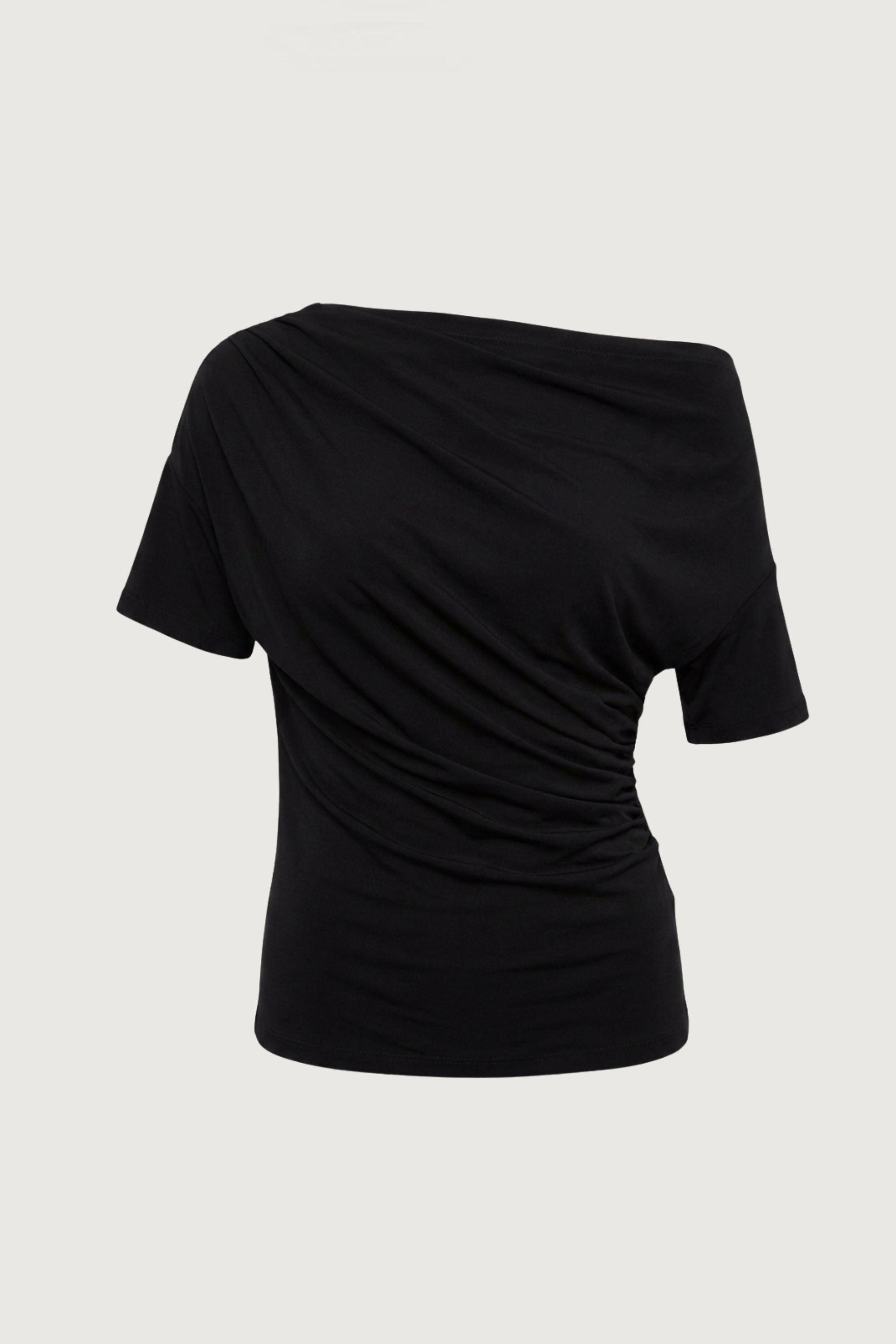 BOAT NECK TOP WITH SHIRRED SIDE DETAIL by OAK + FORT