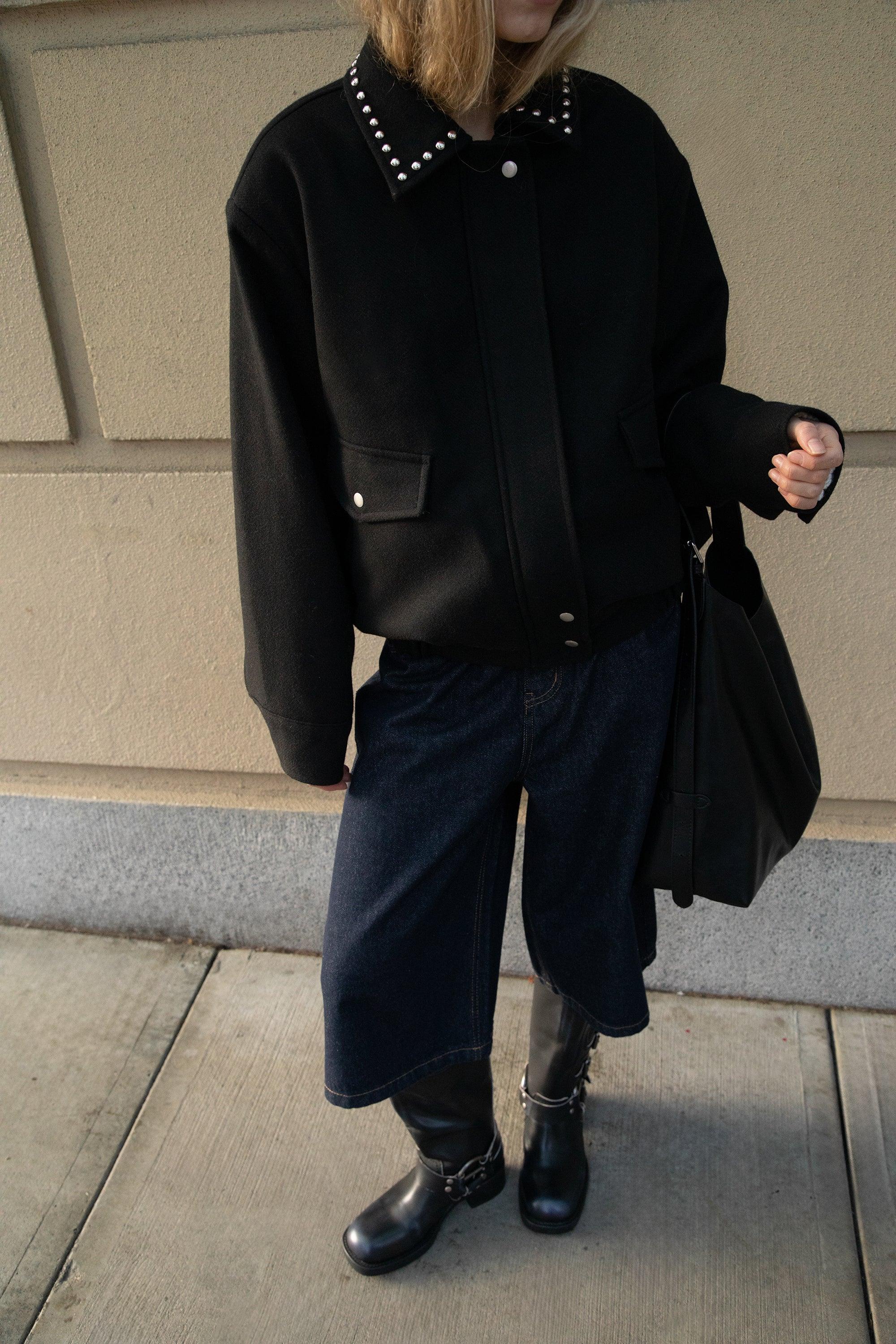 BOMBER JACKET WITH STUDS by OAK + FORT