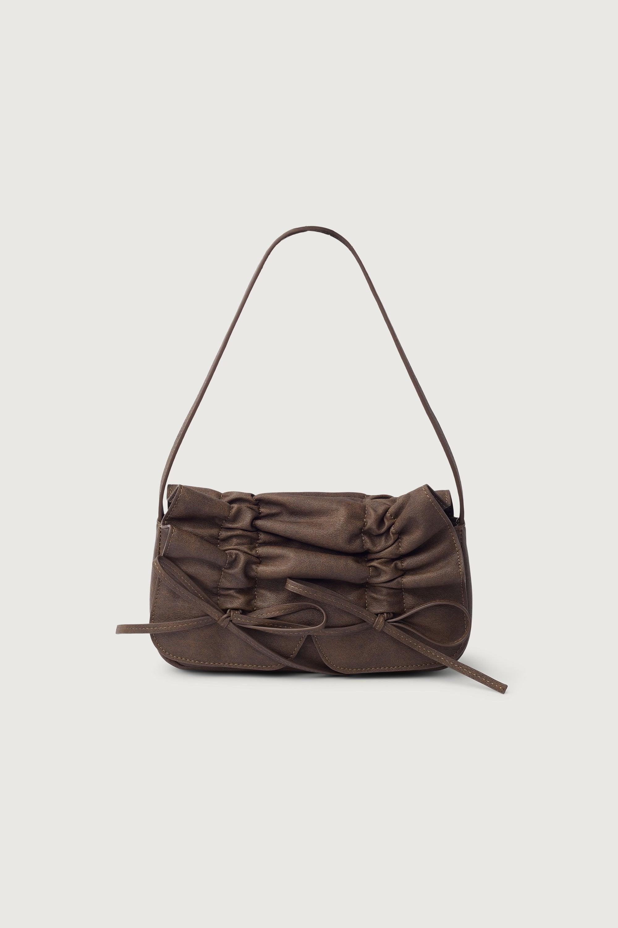 BOW-DETAILED RUCHED SHOULDER BAG by OAK + FORT