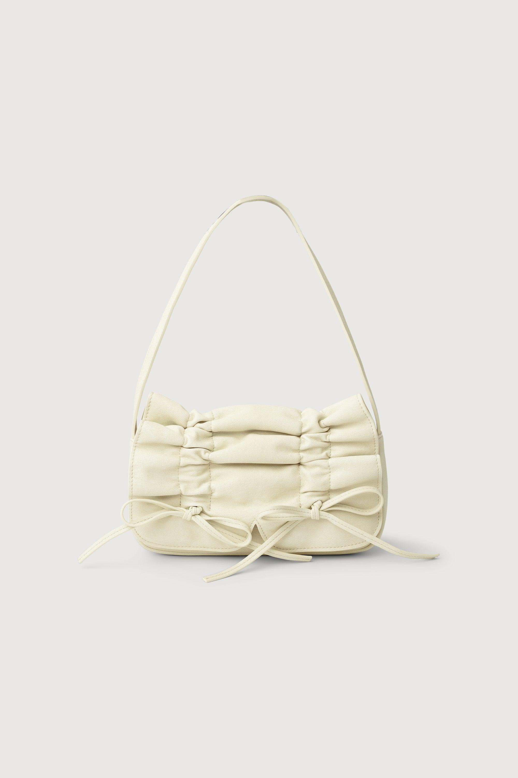 BOW-DETAILED RUCHED SHOULDER BAG by OAK + FORT