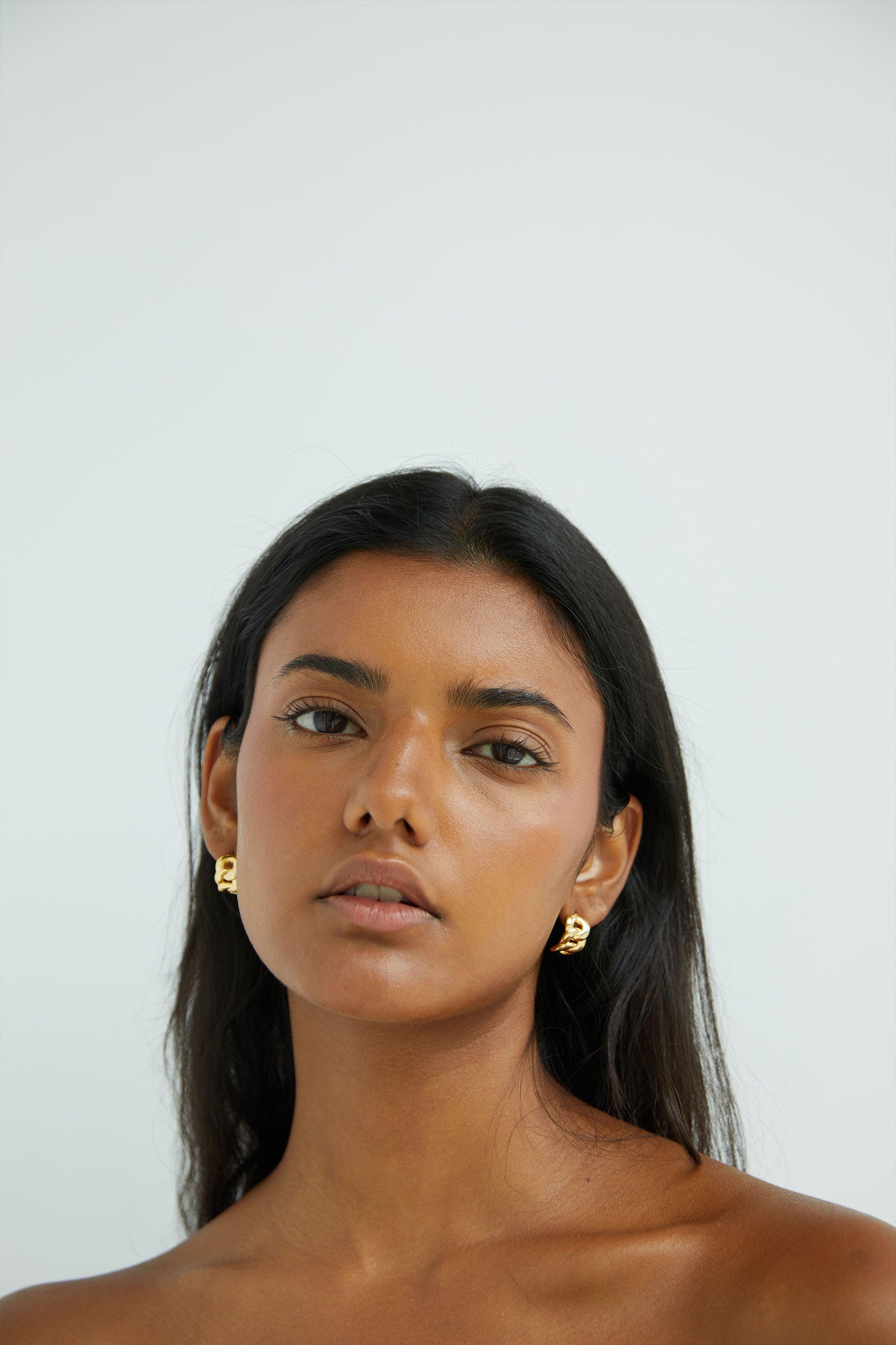 BRAIDED HALF HOOP EARRING by OAK + FORT