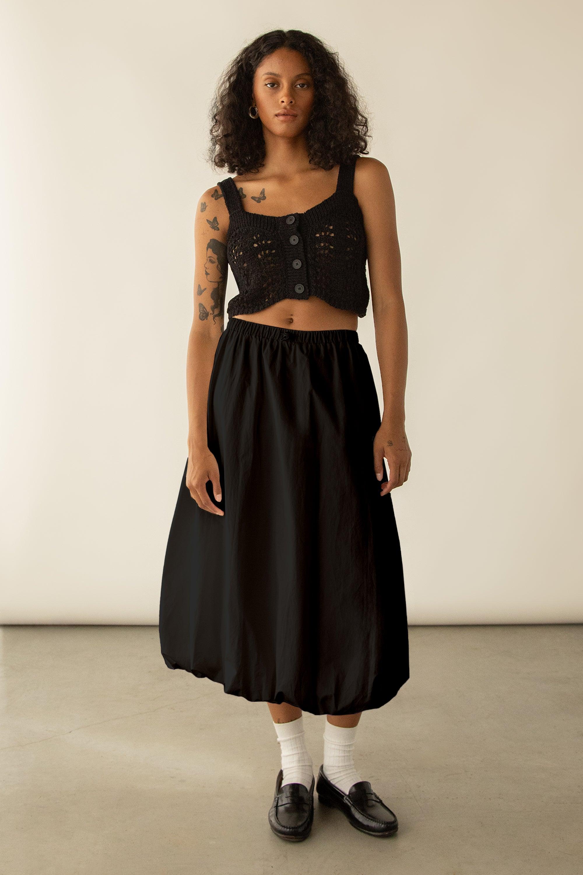 BUBBLE HEM MAXI SKIRT by OAK + FORT