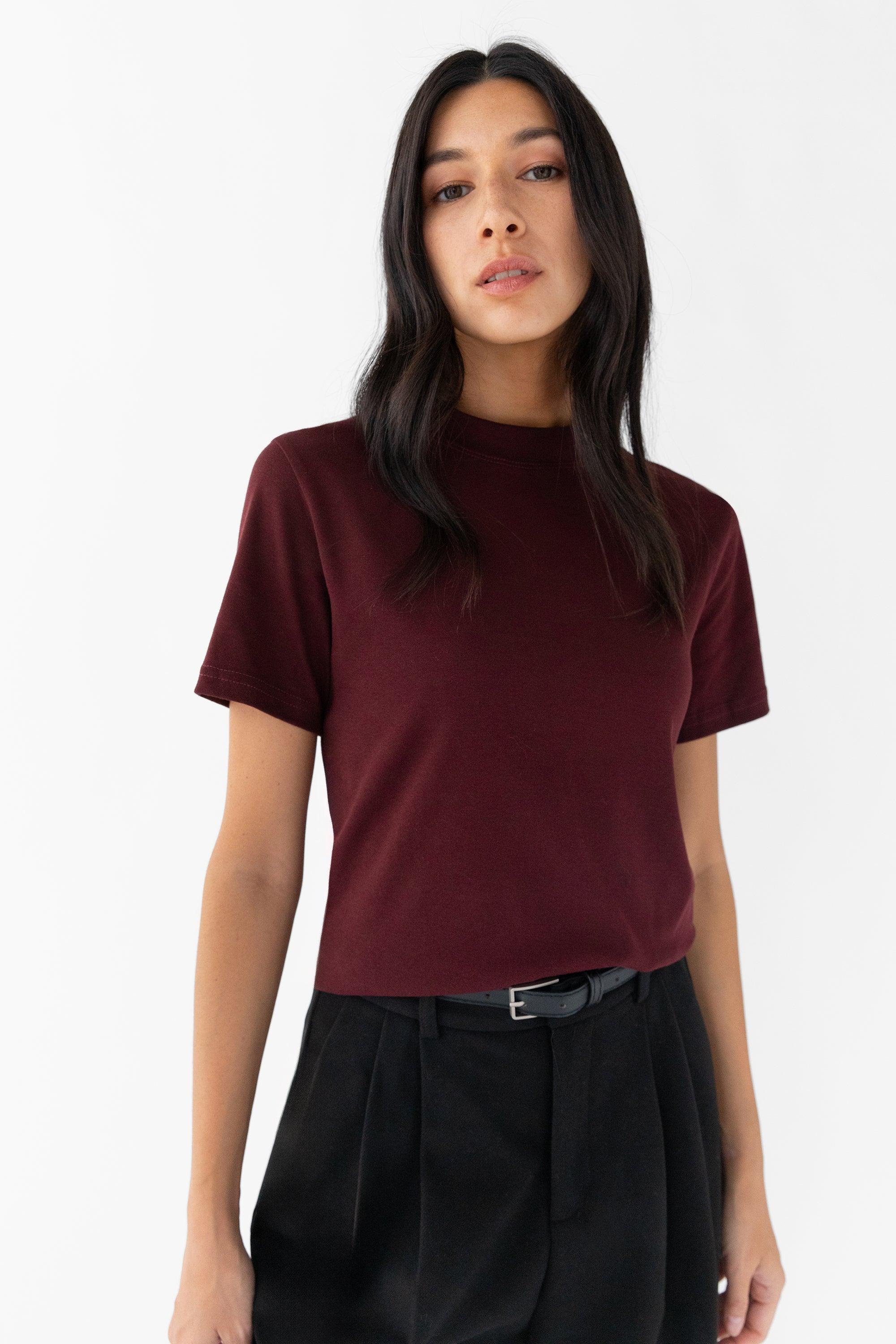 BURGUNDY SHORT SLEEVE TOP by OAK + FORT