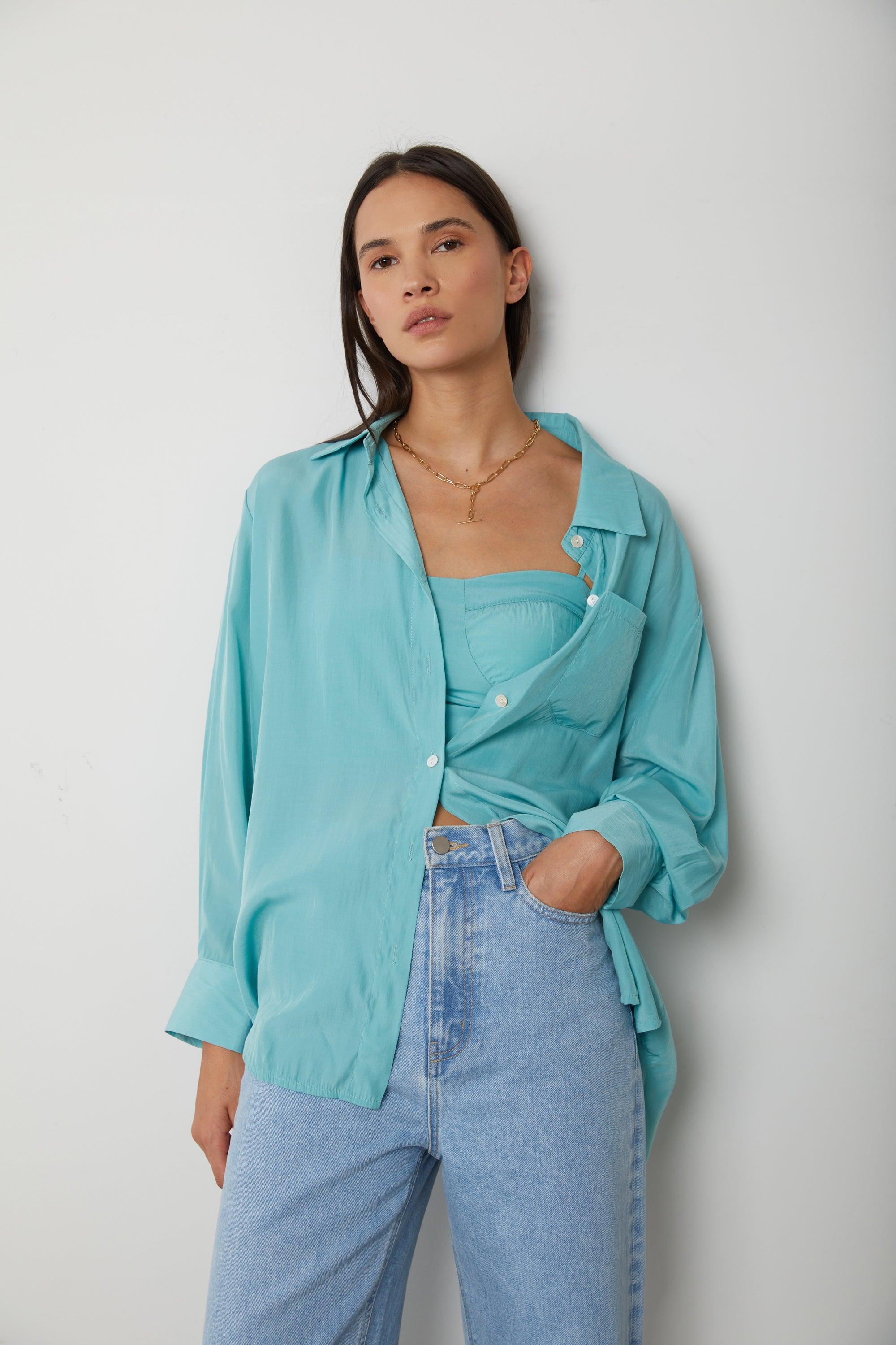 BUSTIER TANK AND OVERSIZED SHIRT SET by OAK + FORT