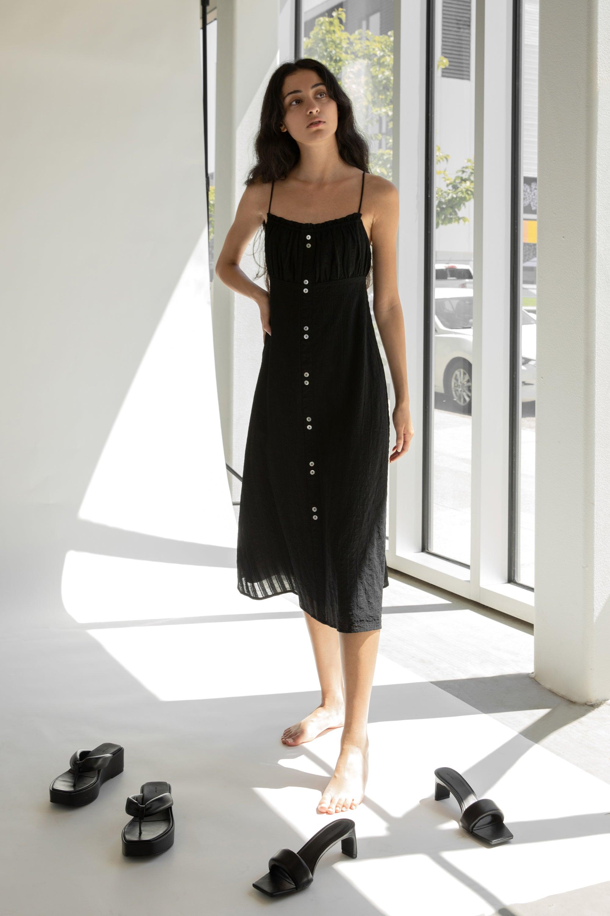 BUTTON FRONT MIDI DRESS by OAK + FORT