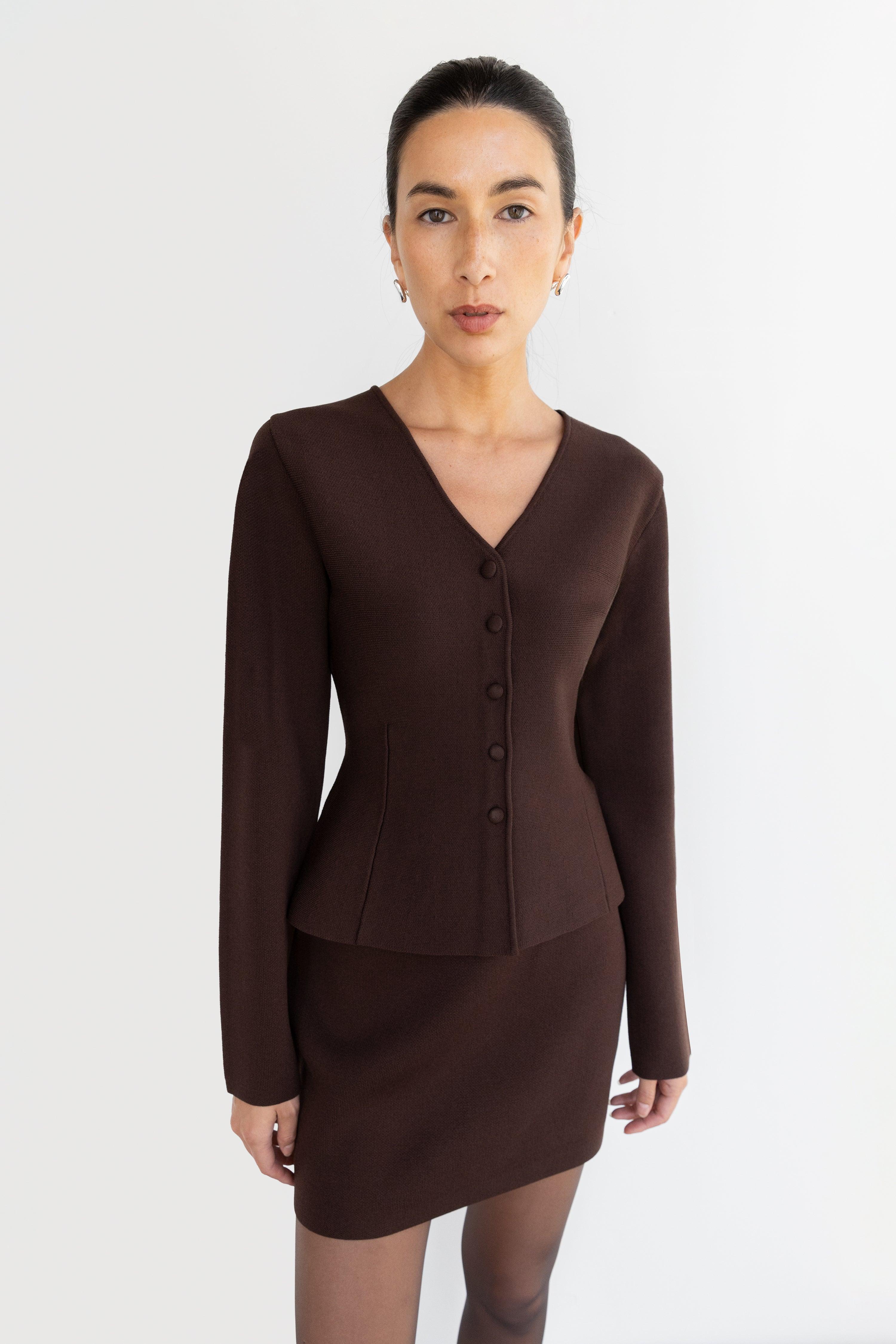 BUTTON FRONT PEPLUM SWEATER by OAK + FORT