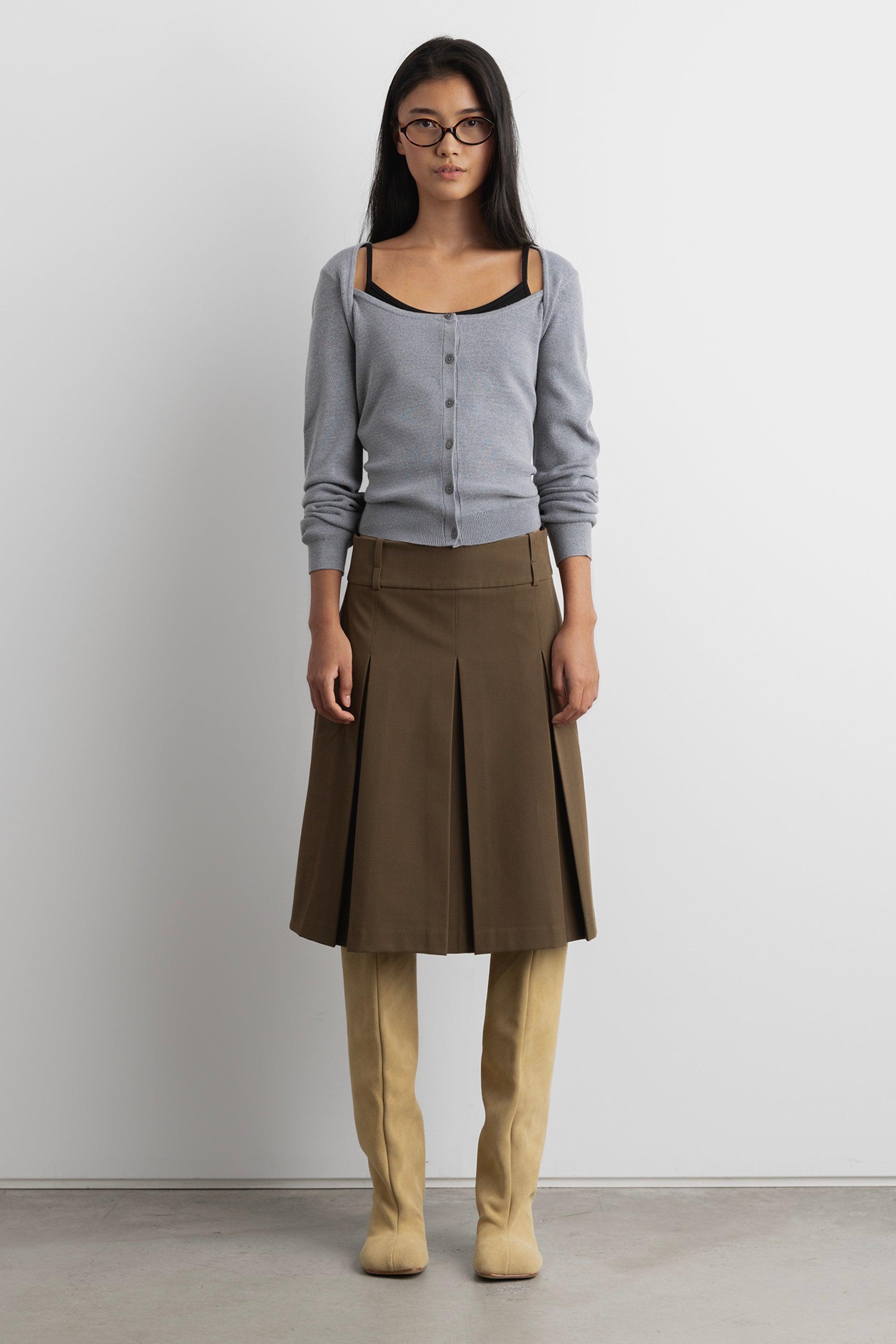 BUTTON FRONT SQUARE NECK SWEATER by OAK + FORT