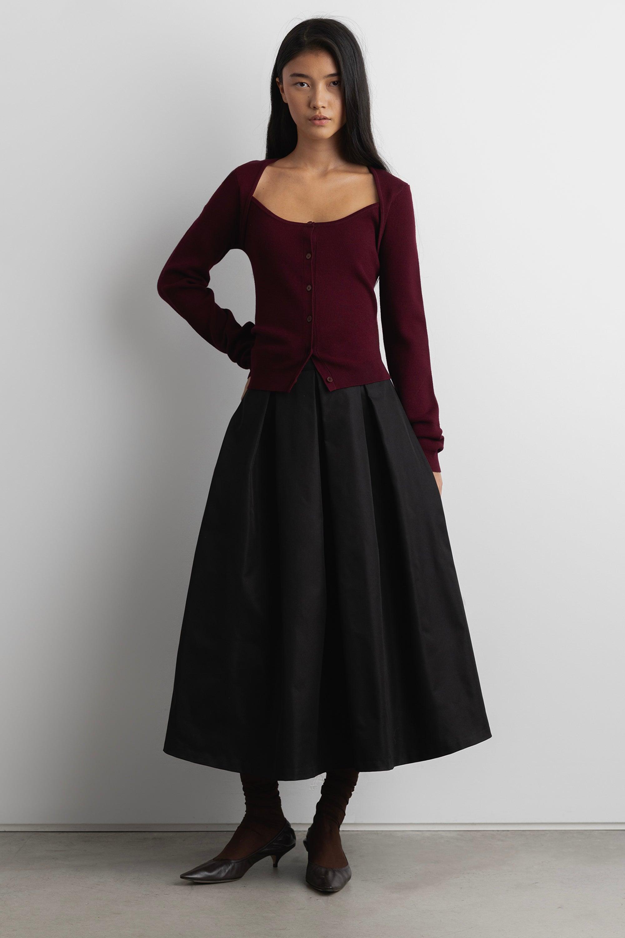 BUTTON FRONT SQUARE NECK SWEATER by OAK + FORT