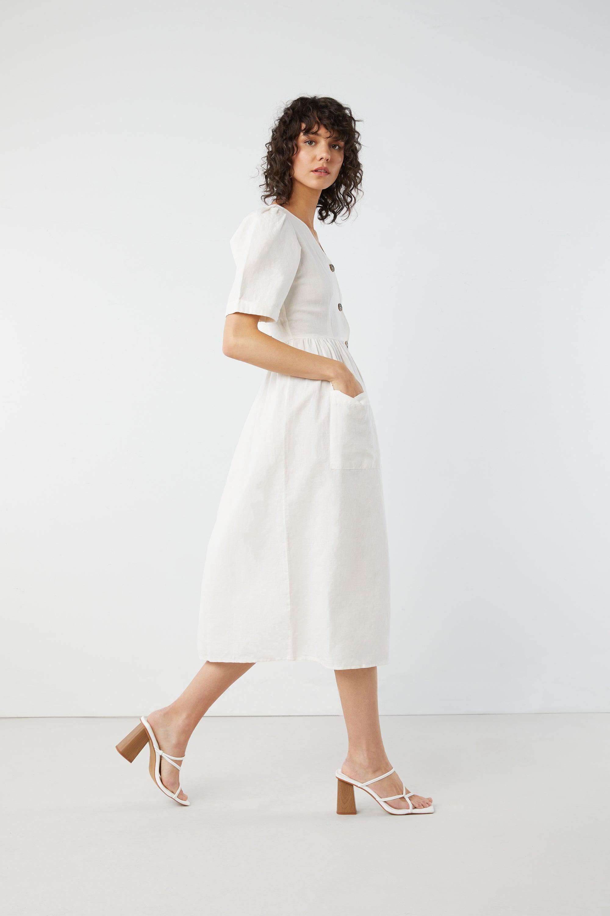 BUTTON UP MIDI DRESS by OAK + FORT