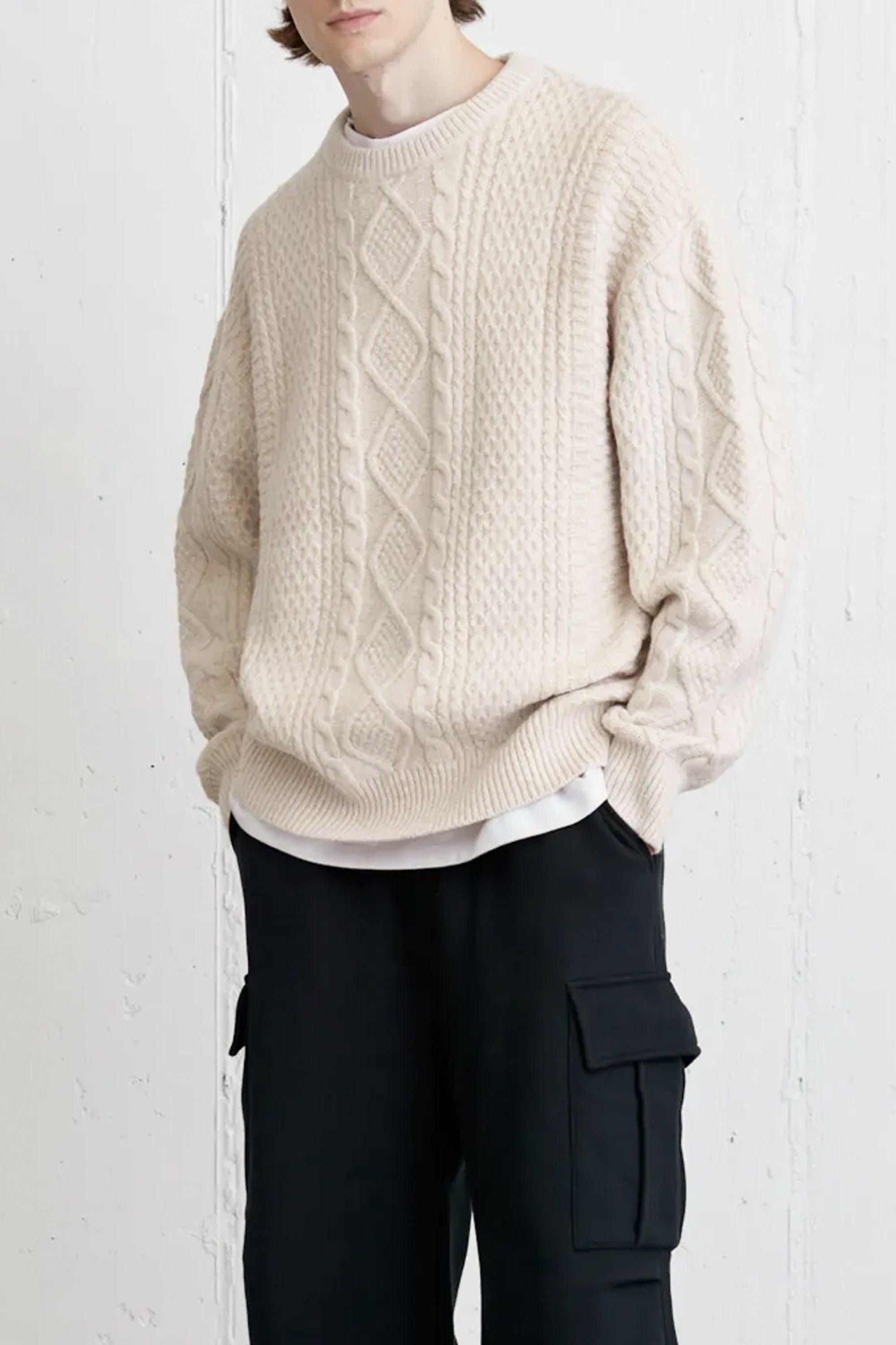 CABLE KNIT CREWNECK SWEATER by OAK + FORT