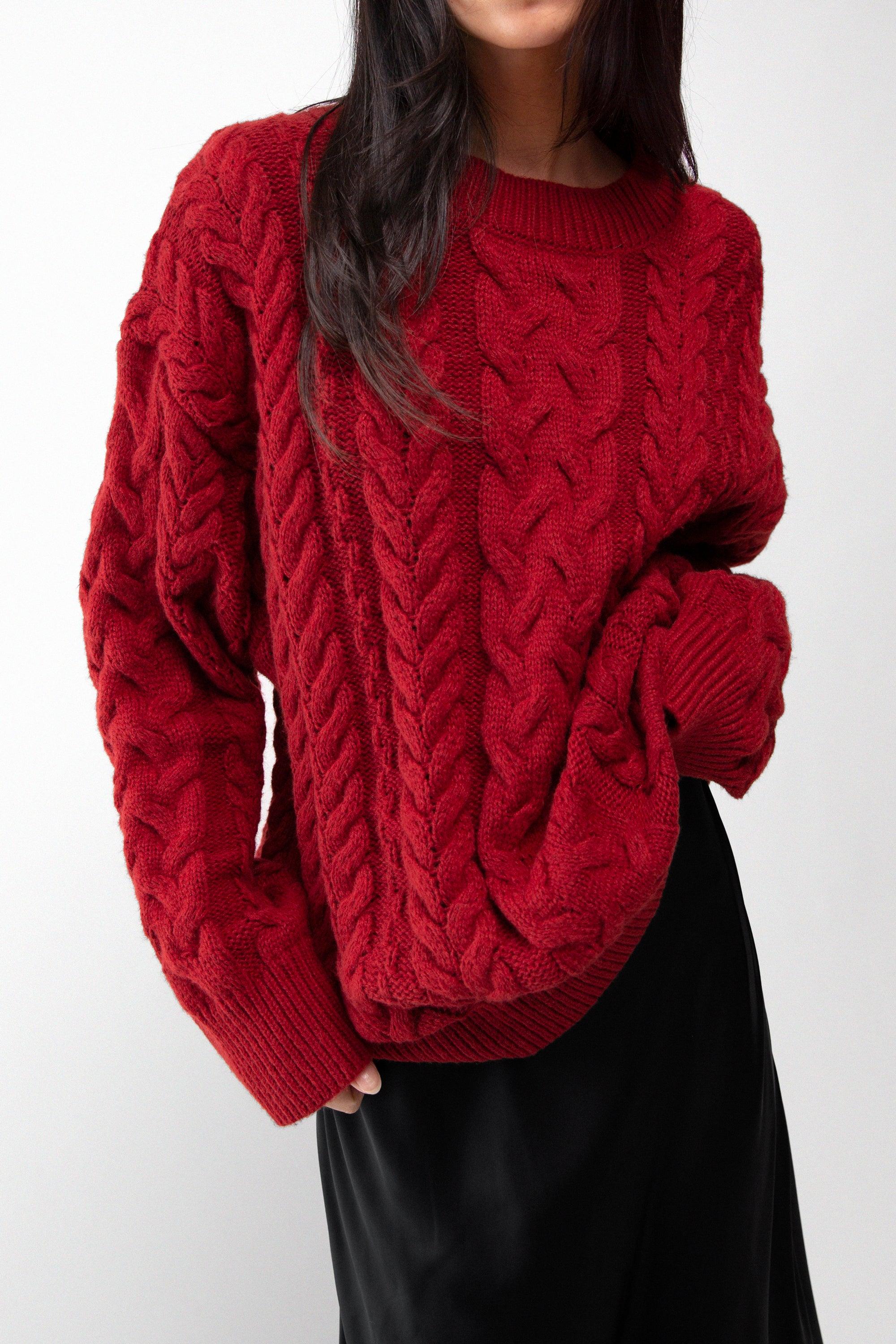 CABLE KNIT CREWNECK SWEATER by OAK + FORT