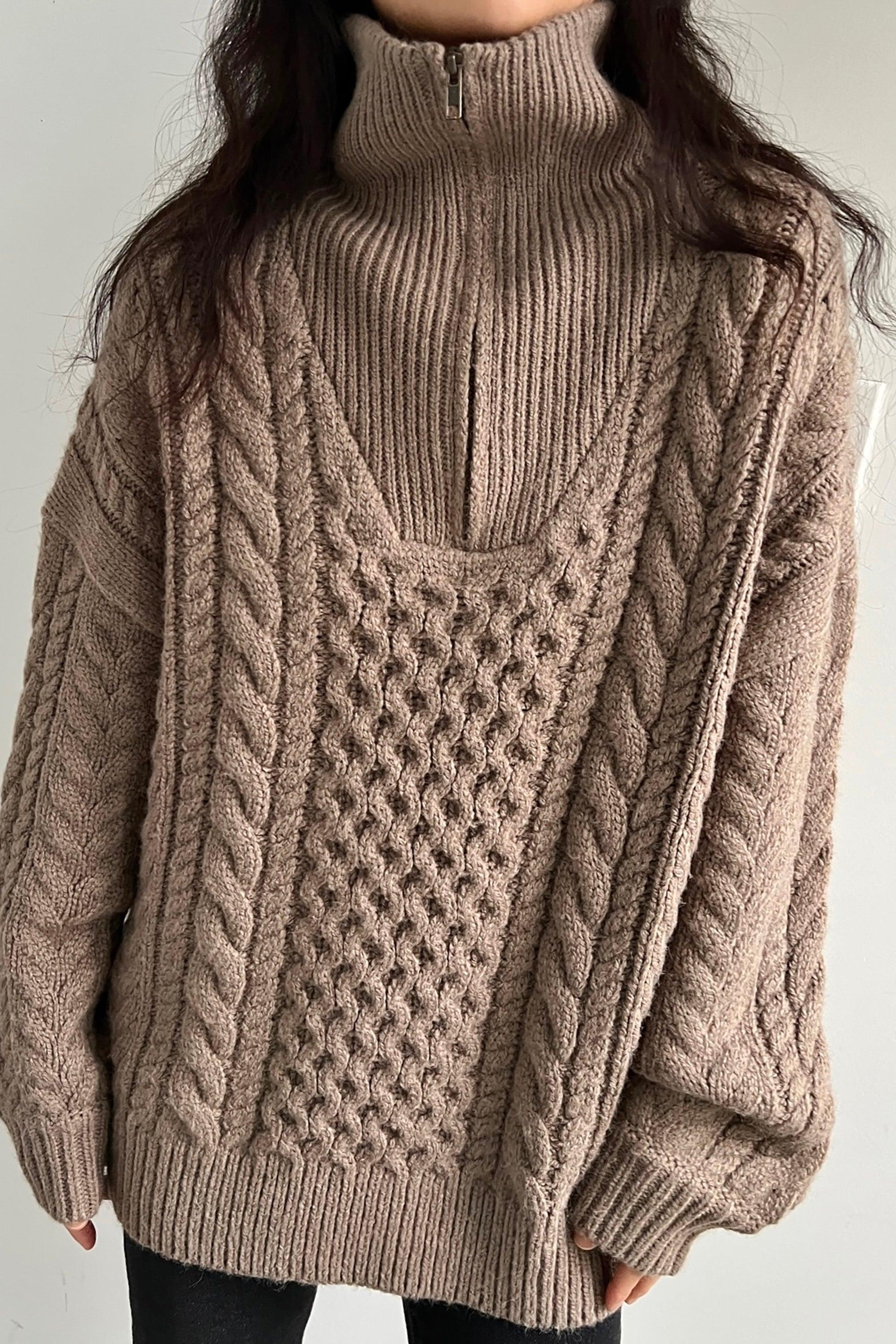 CABLE KNIT HALF ZIP by OAK + FORT