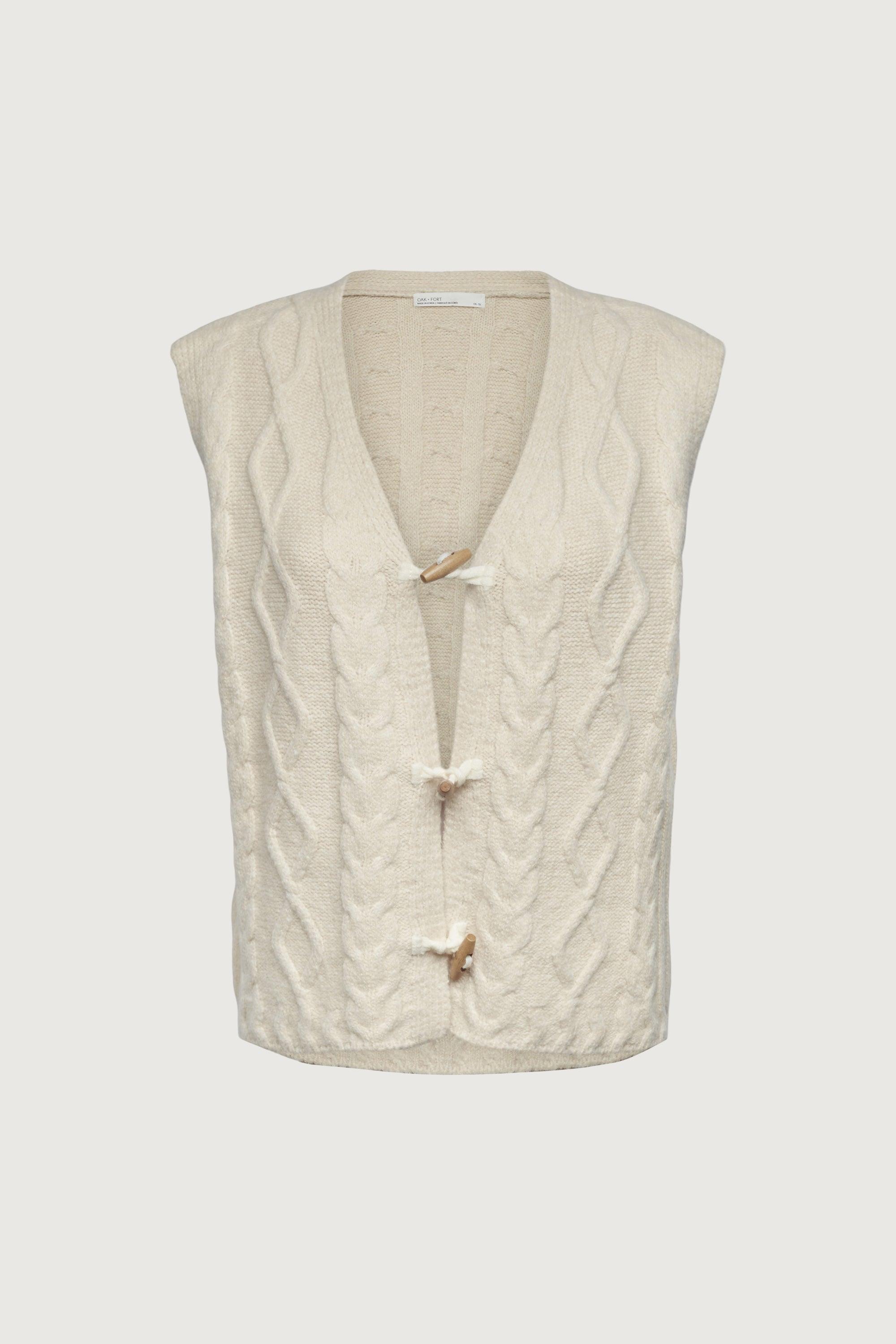 CABLE KNIT VEST WITH TOGGLES by OAK + FORT