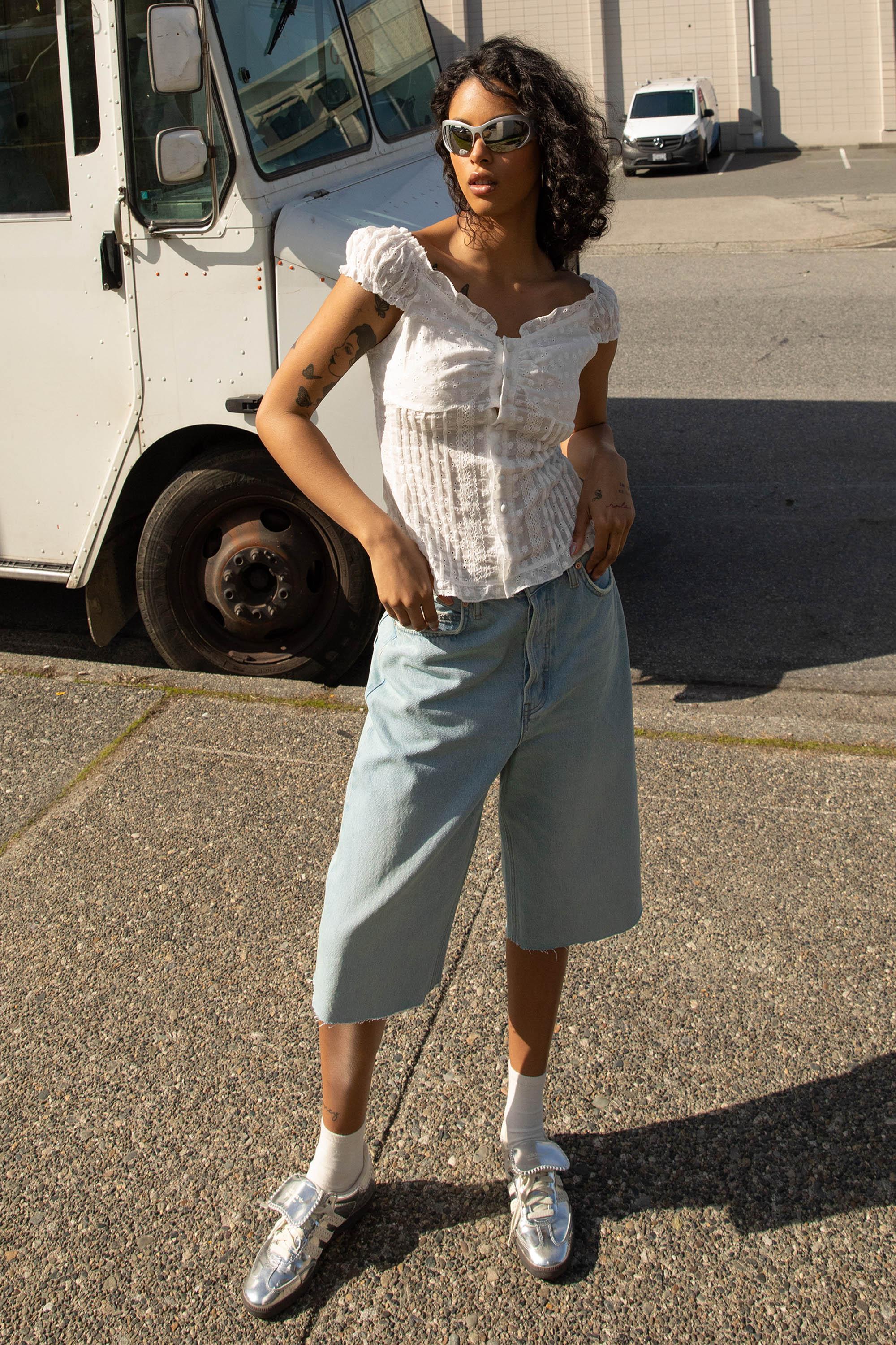 CAP SLEEVE RUCHED BLOUSE by OAK + FORT