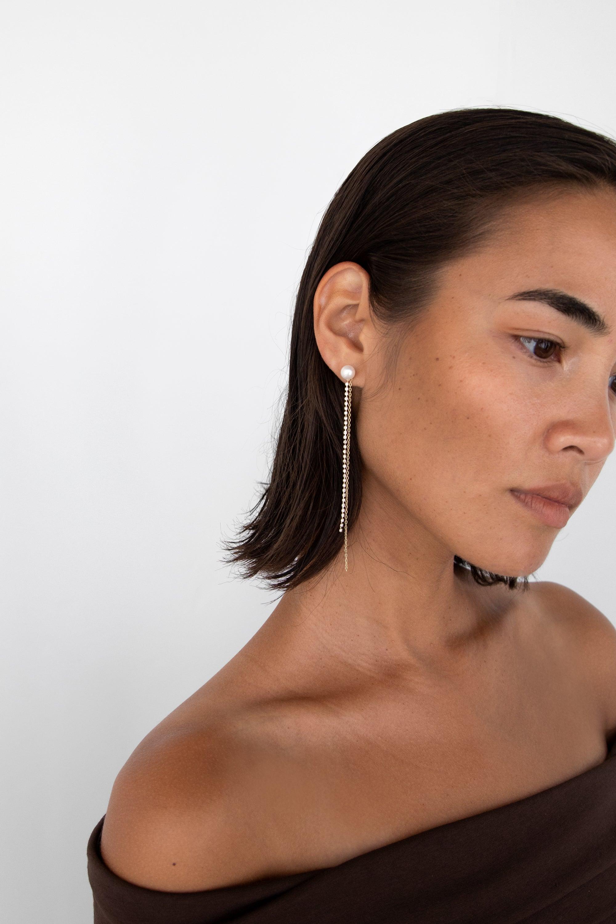 CHAIN AND ZIRCONIA DROP EARRING by OAK + FORT