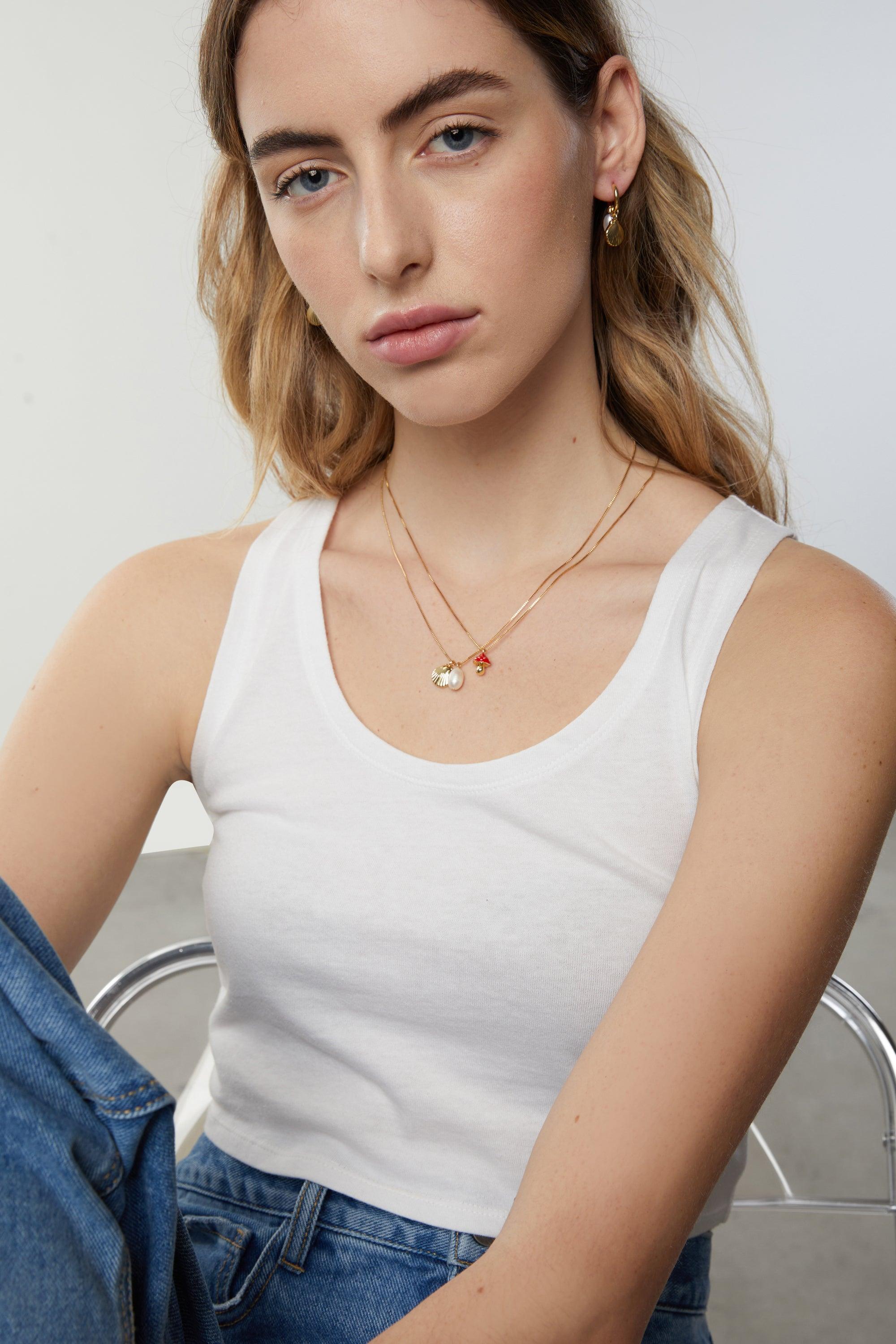 CHARM & PEARL NECKLACE by OAK + FORT
