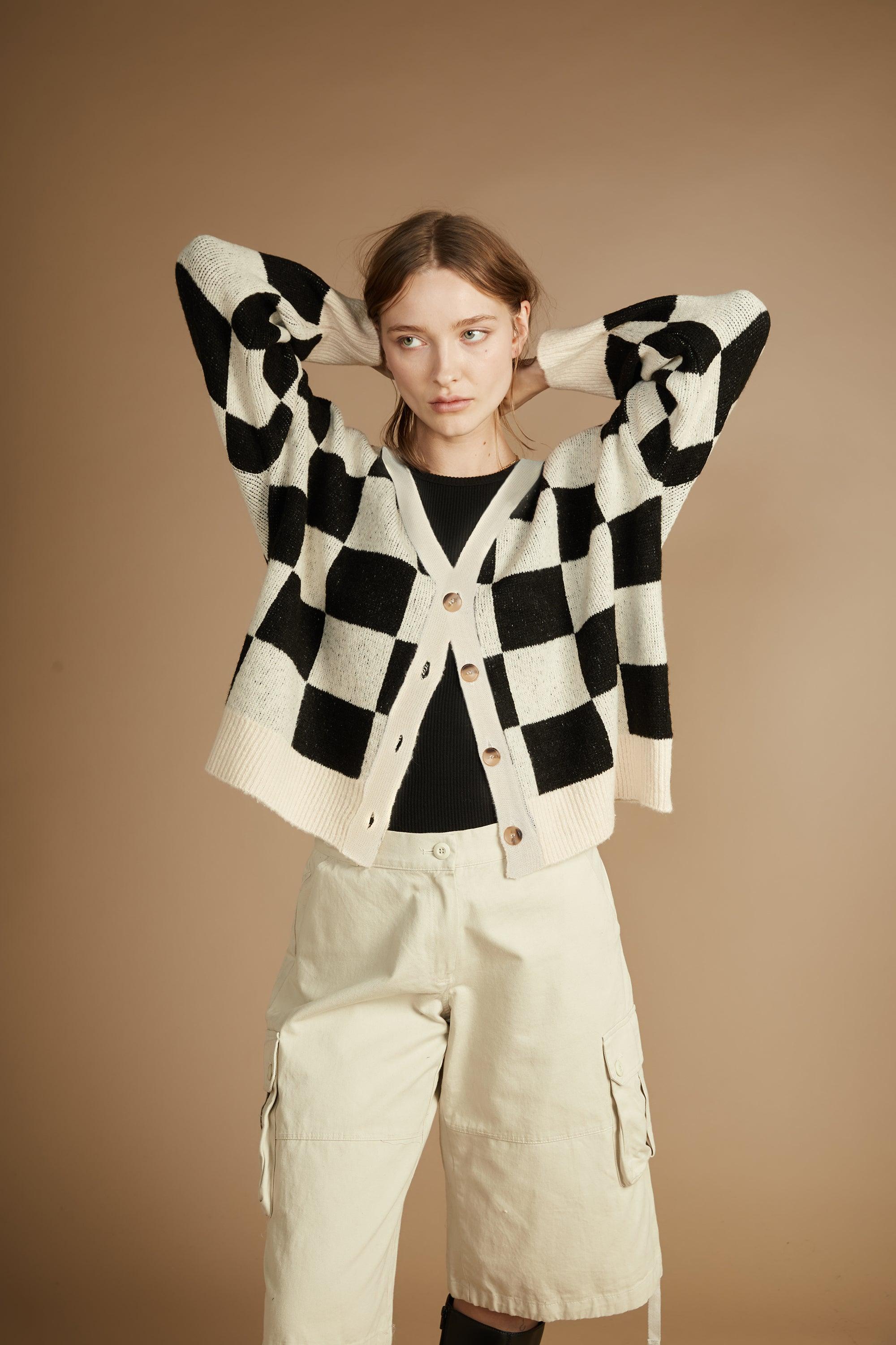 CHECKERED CARDIGAN by OAK + FORT