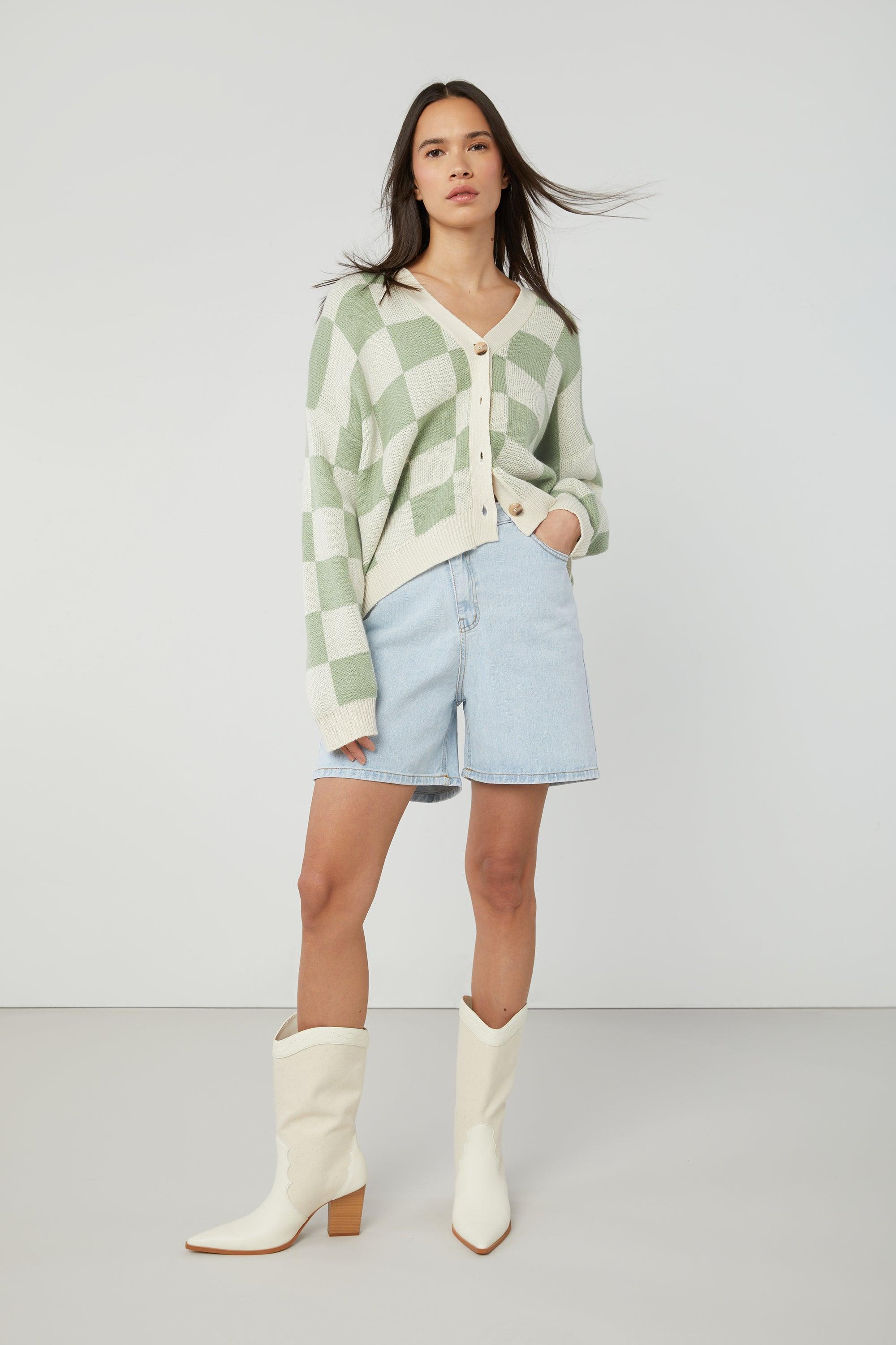CHECKERED CARDIGAN by OAK + FORT