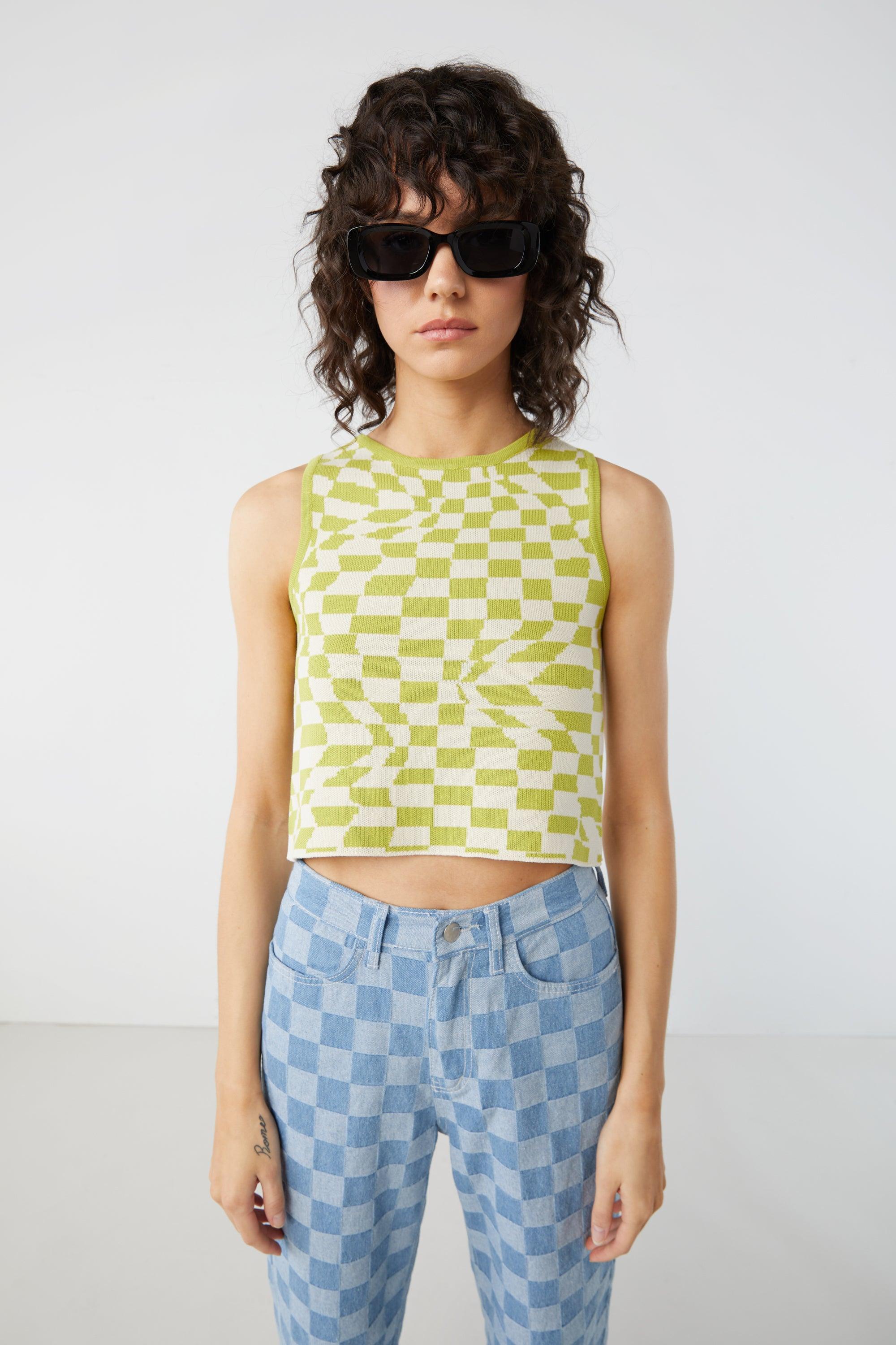 CHECKERED KNIT TANK by OAK + FORT
