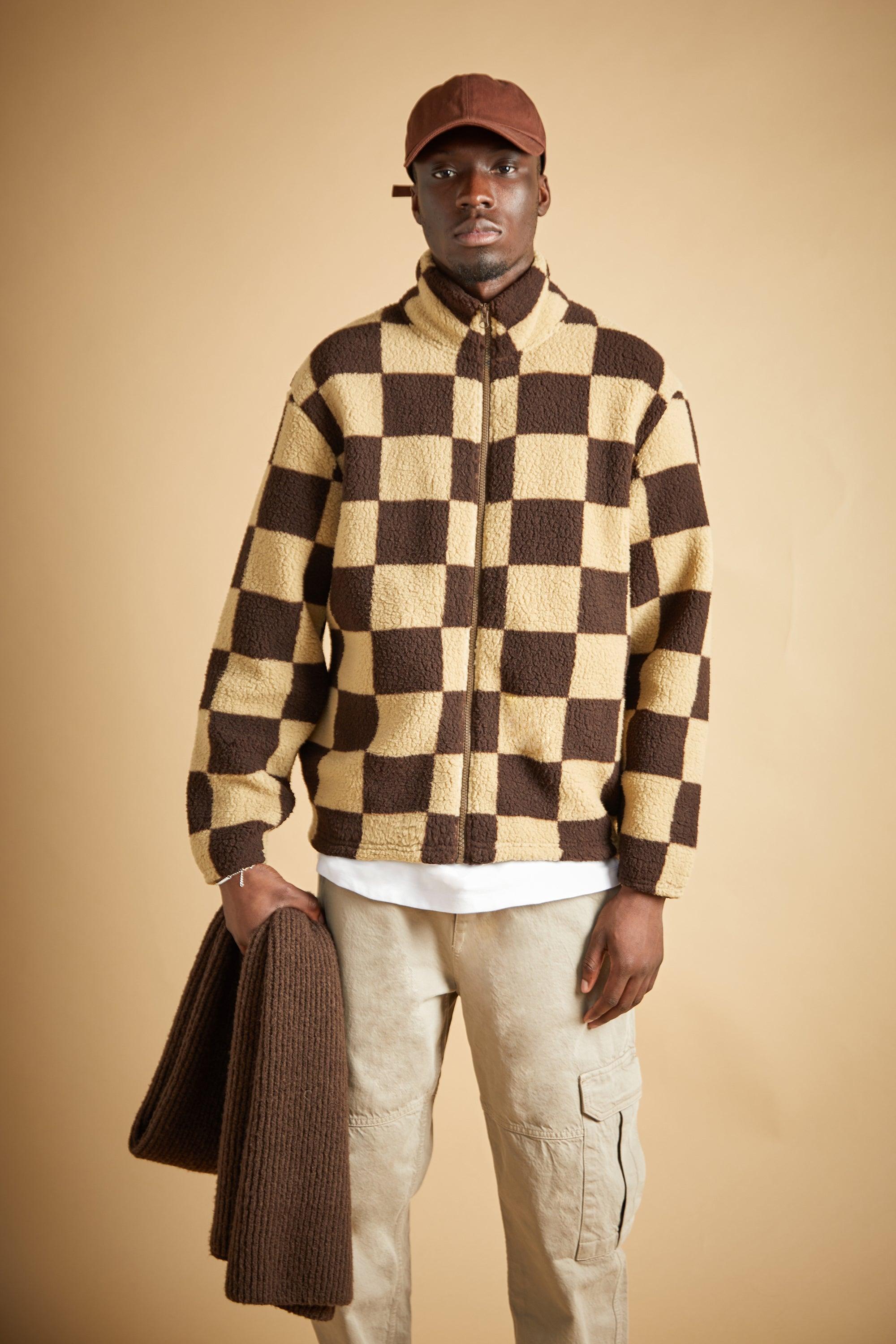 CHECKERED SHERPA ZIP-UP by OAK + FORT