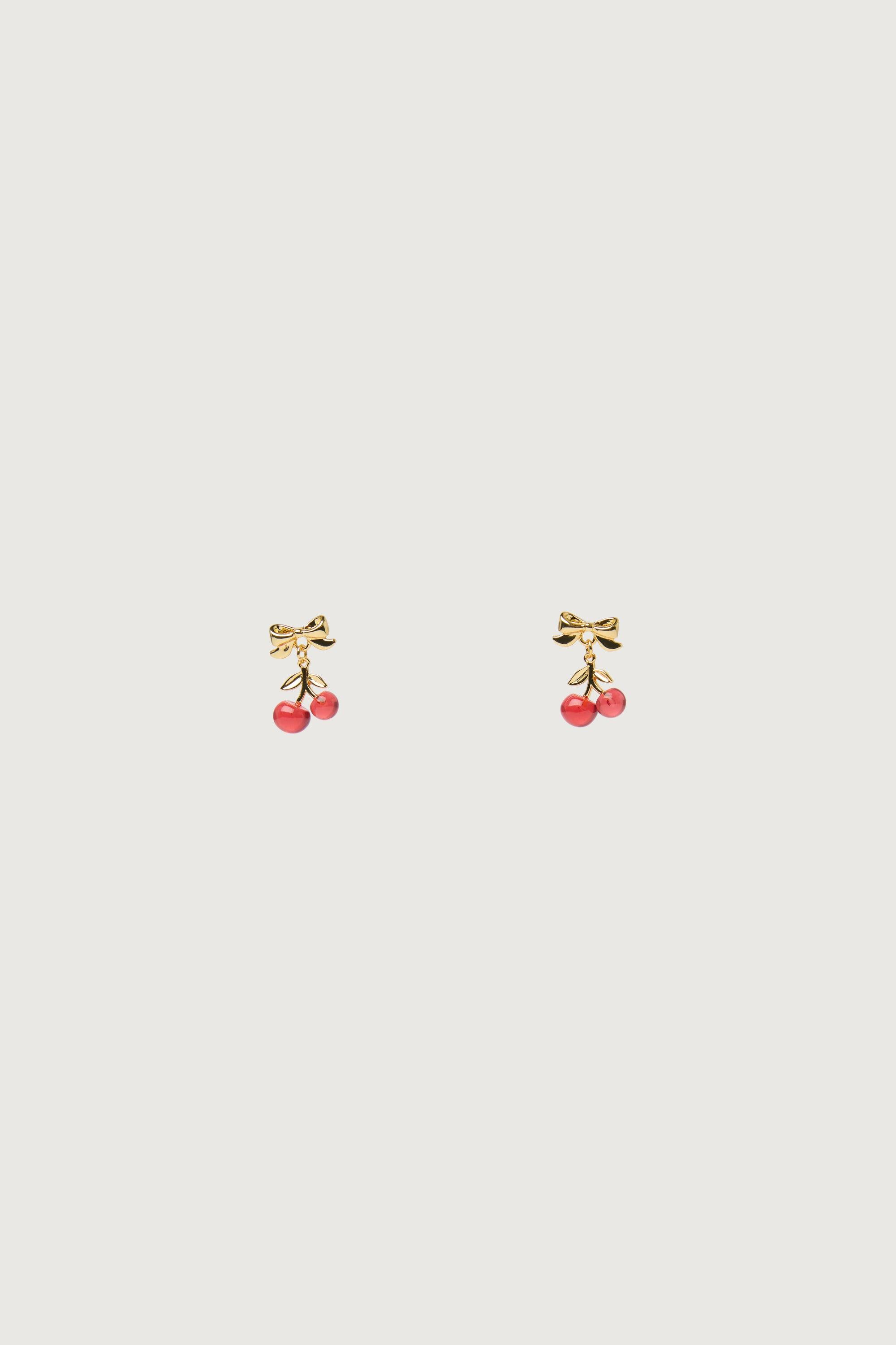 CHERRY PENDANT BOW STUD EARRINGS by OAK + FORT