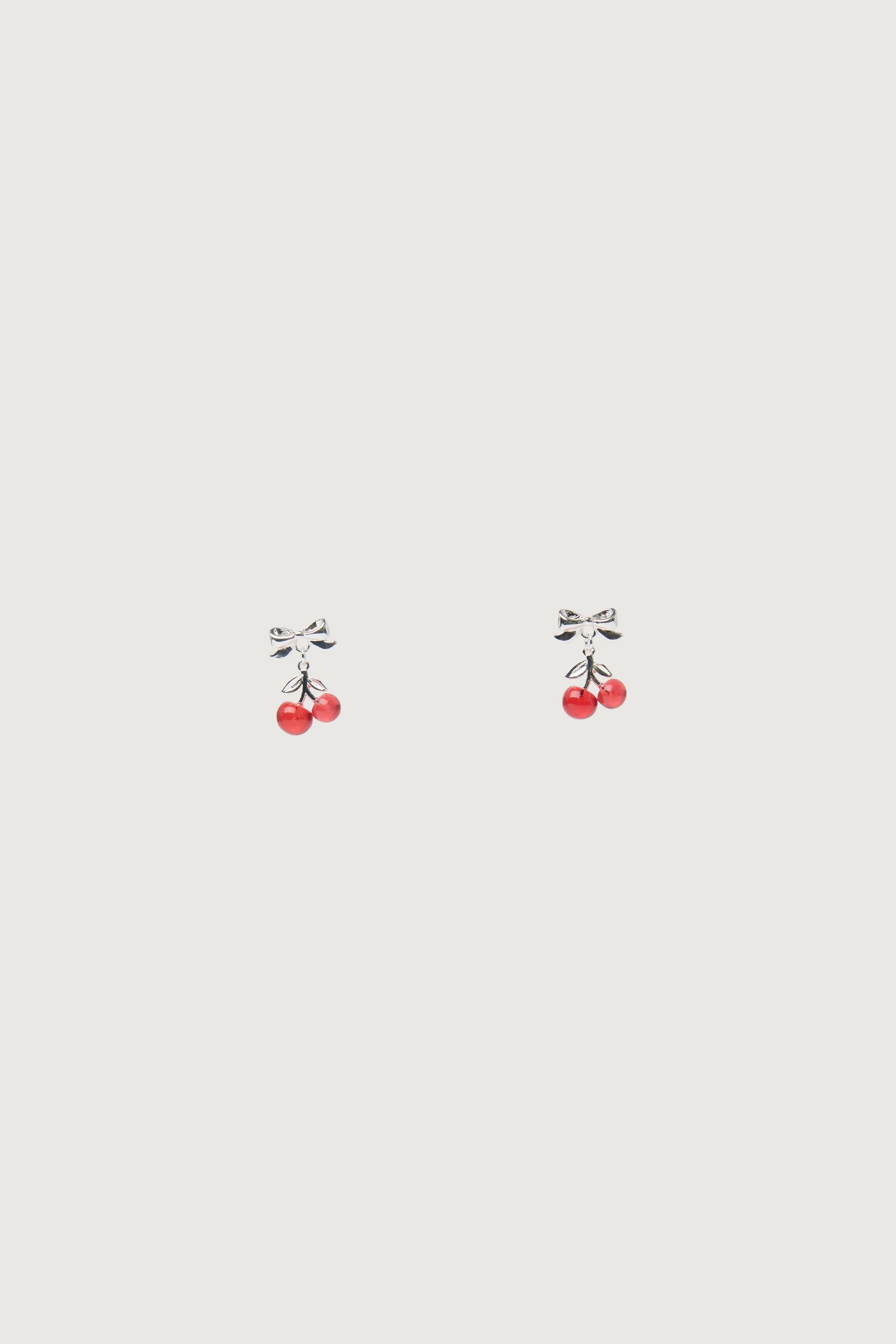 CHERRY PENDANT BOW STUD EARRINGS by OAK + FORT