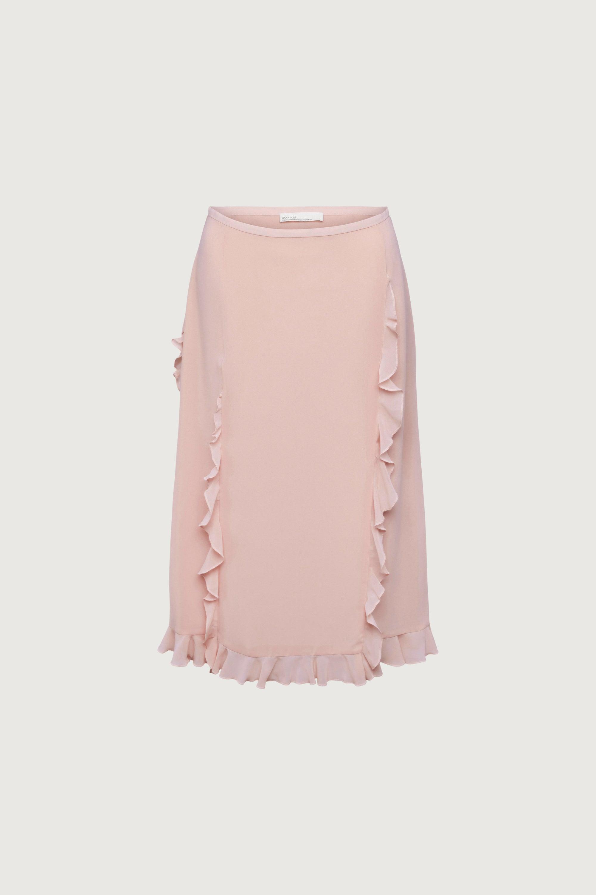 CHIFFON RUFFLED MIDI SKIRT by OAK + FORT