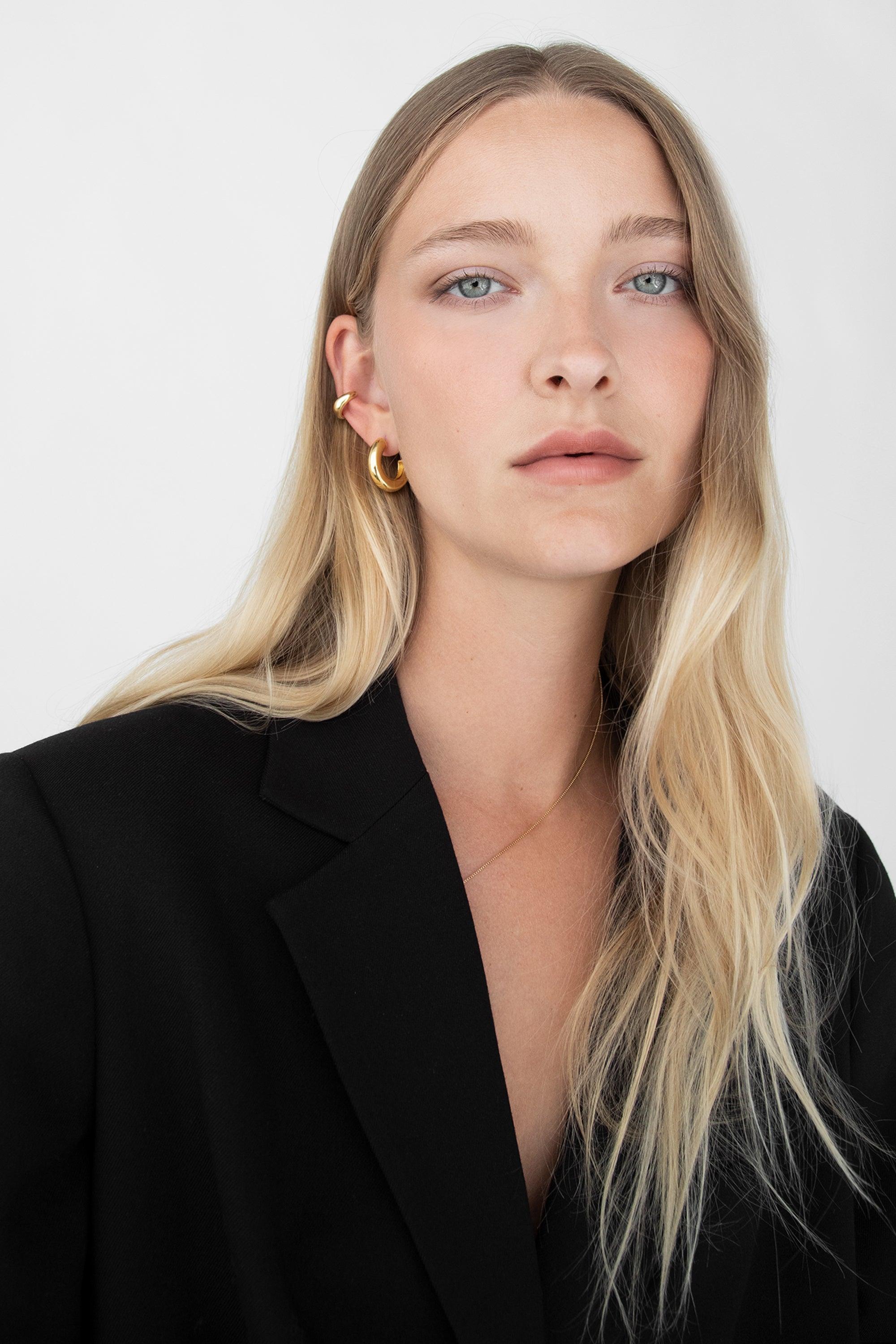 CHUNKY HOOP AND CUFF EARRING SET by OAK + FORT