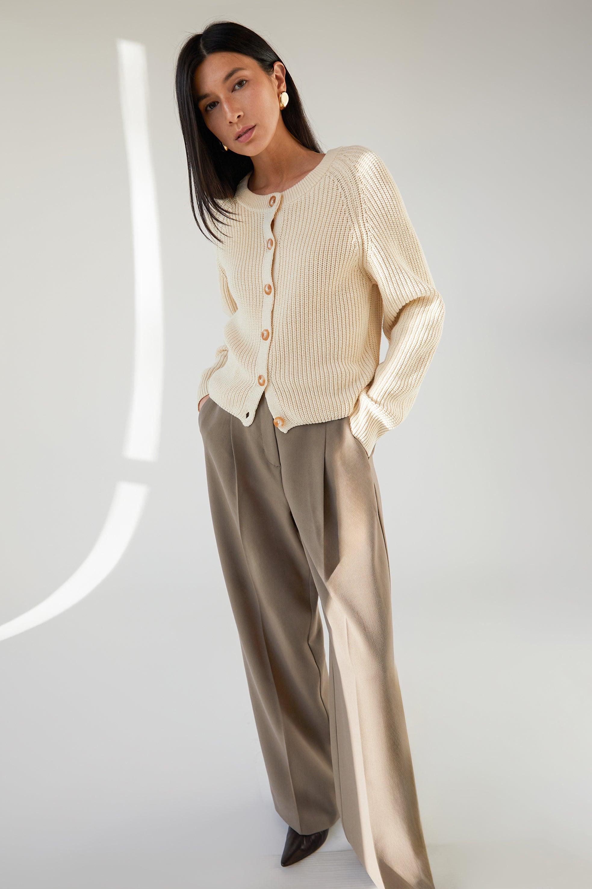 CHUNKY KNIT BUTTON UP CARDIGAN by OAK + FORT
