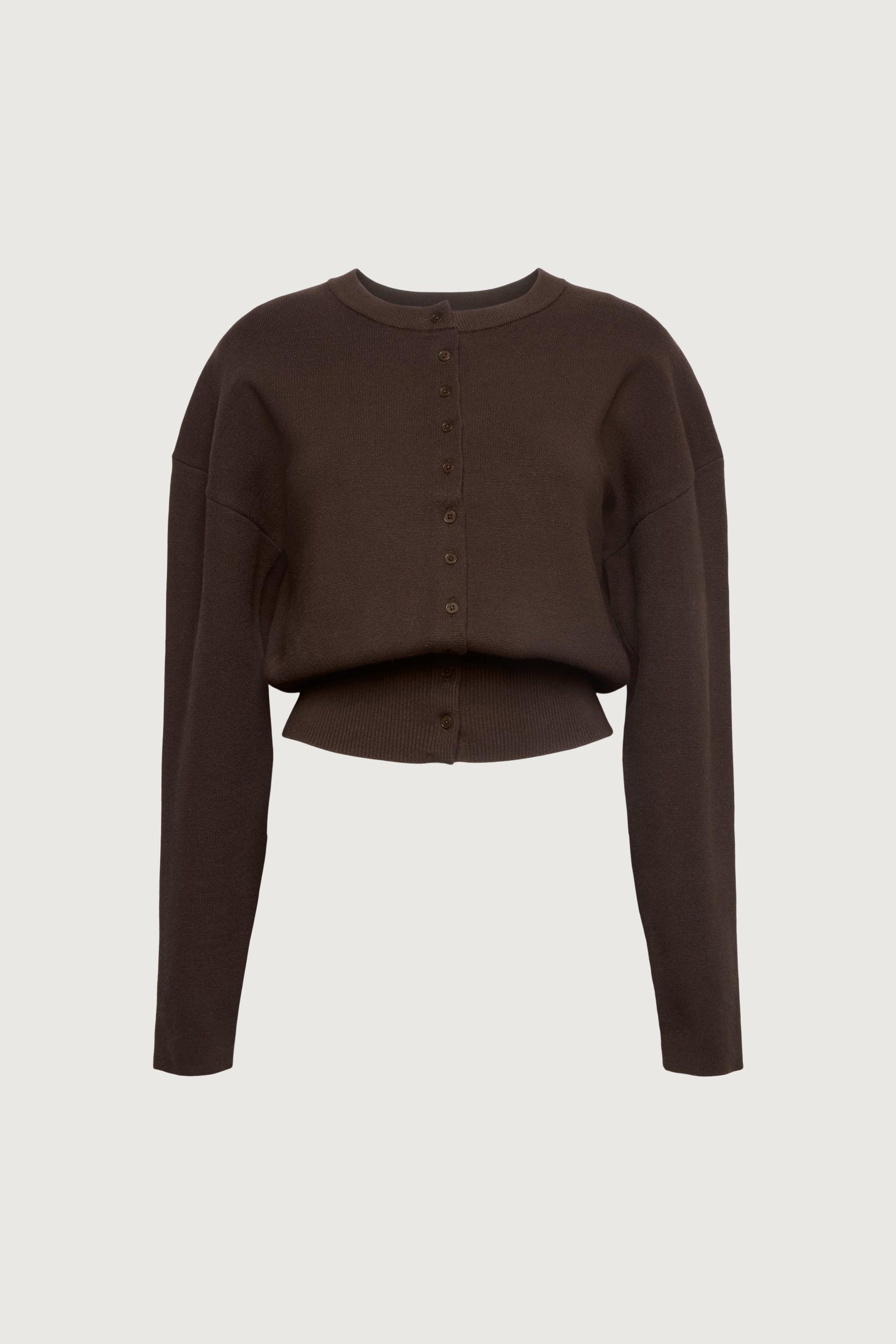 CINCHED WAIST BUTTON FRONT CARDIGAN by OAK + FORT