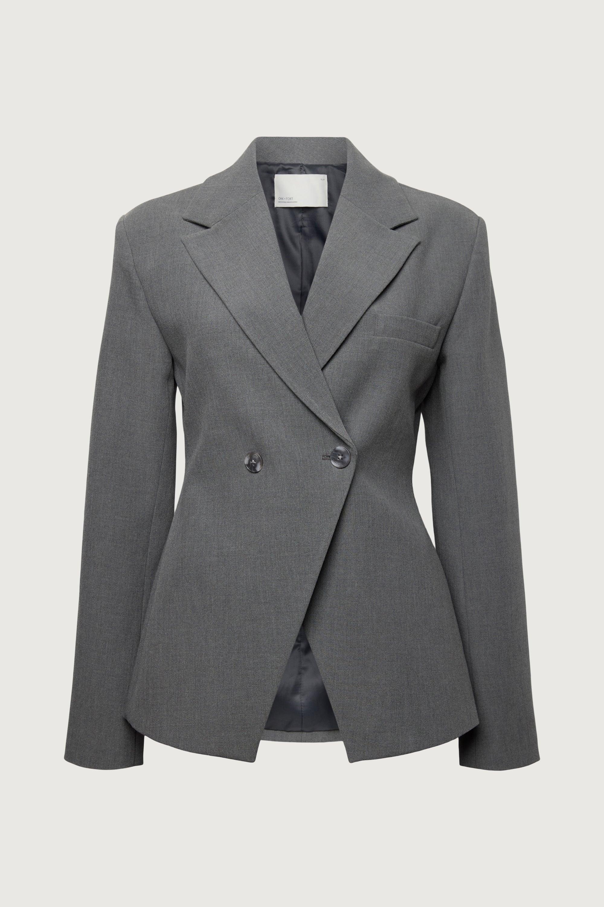 CINCHED WAIST DOUBLE-BREASTED BLAZER by OAK + FORT
