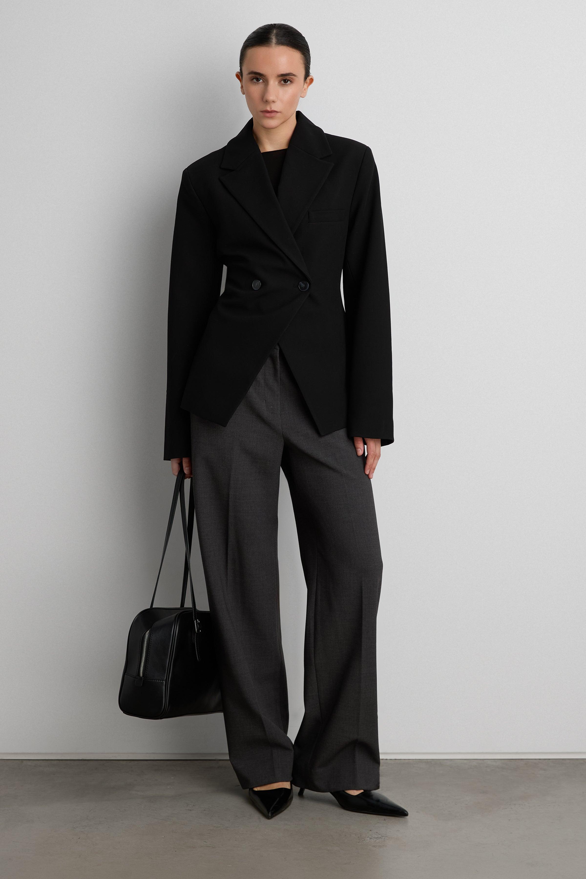 CINCHED WAIST DOUBLE-BREASTED BLAZER by OAK + FORT