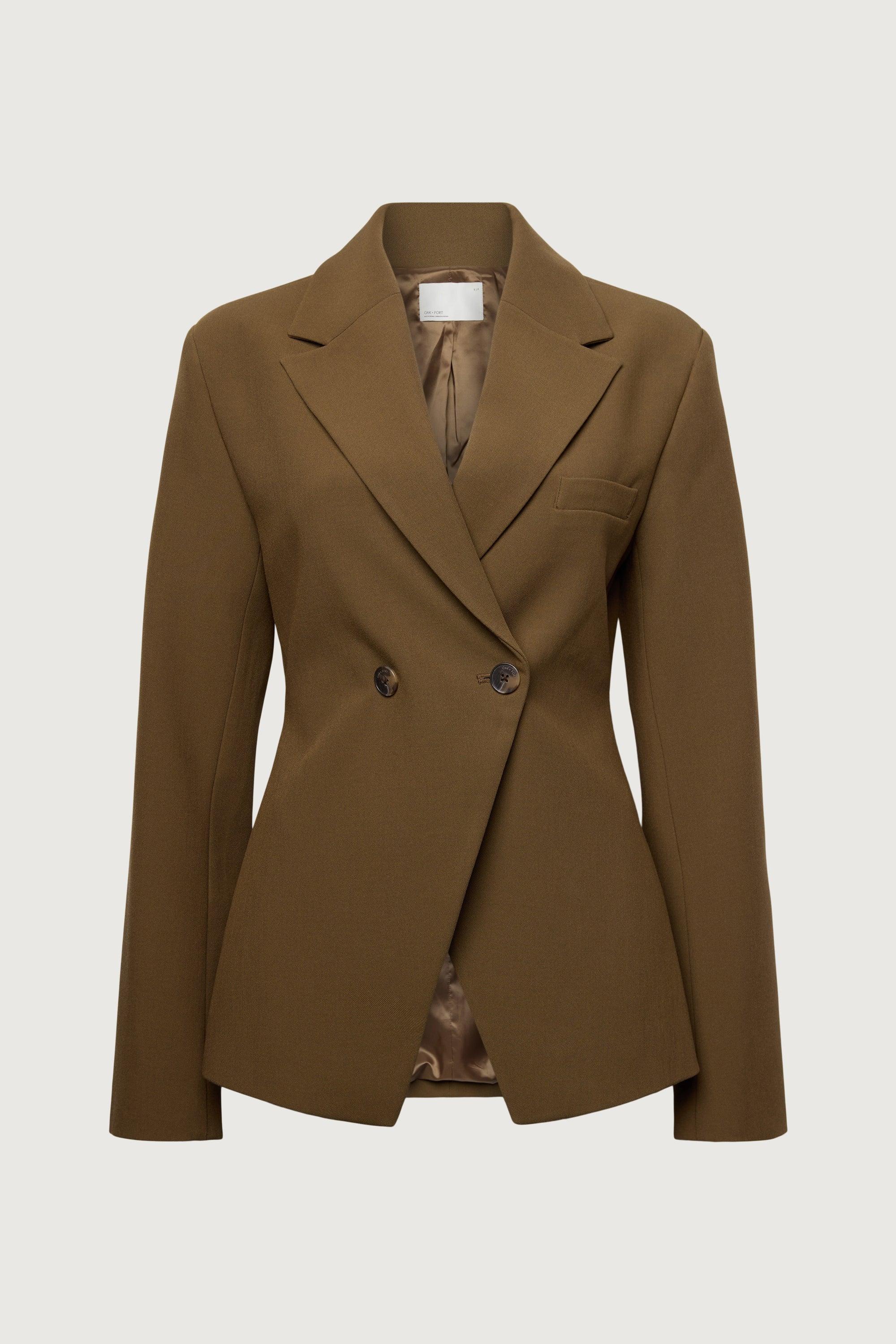 CINCHED WAIST DOUBLE-BREASTED BLAZER by OAK + FORT