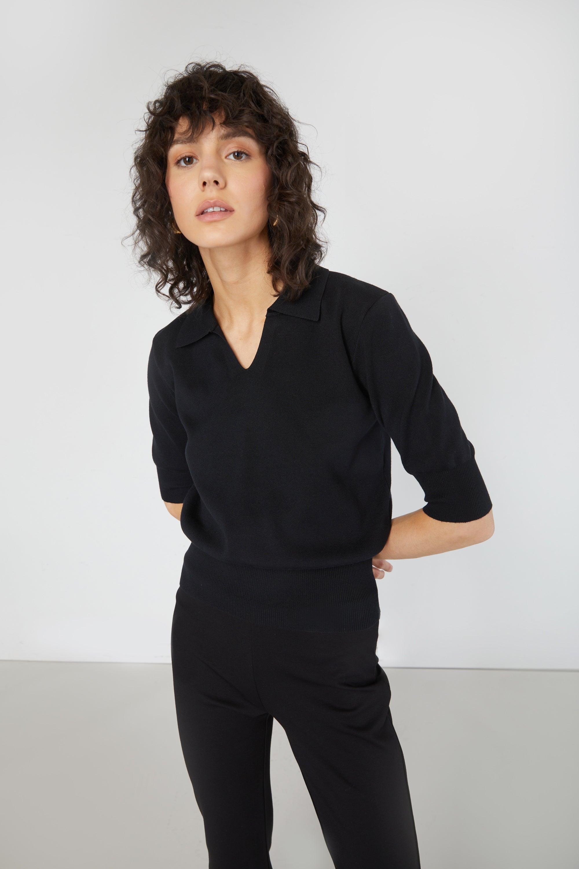 COLLARED KNIT TOP by OAK + FORT