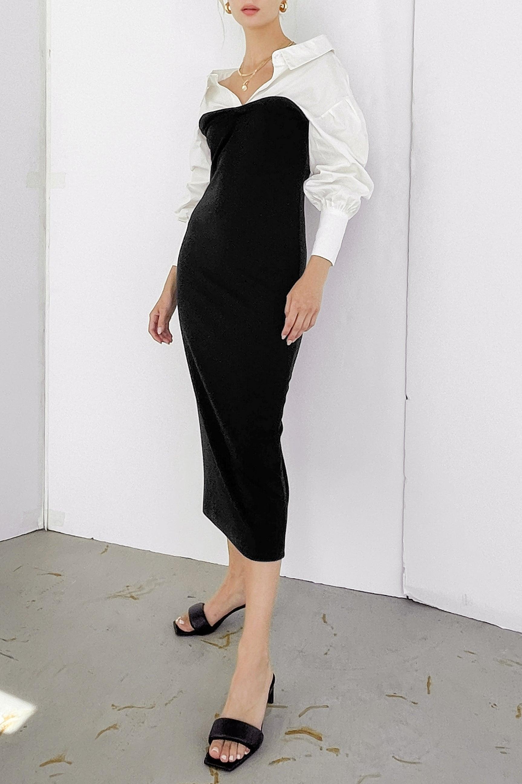 CONTRAST MIDI DRESS by OAK + FORT