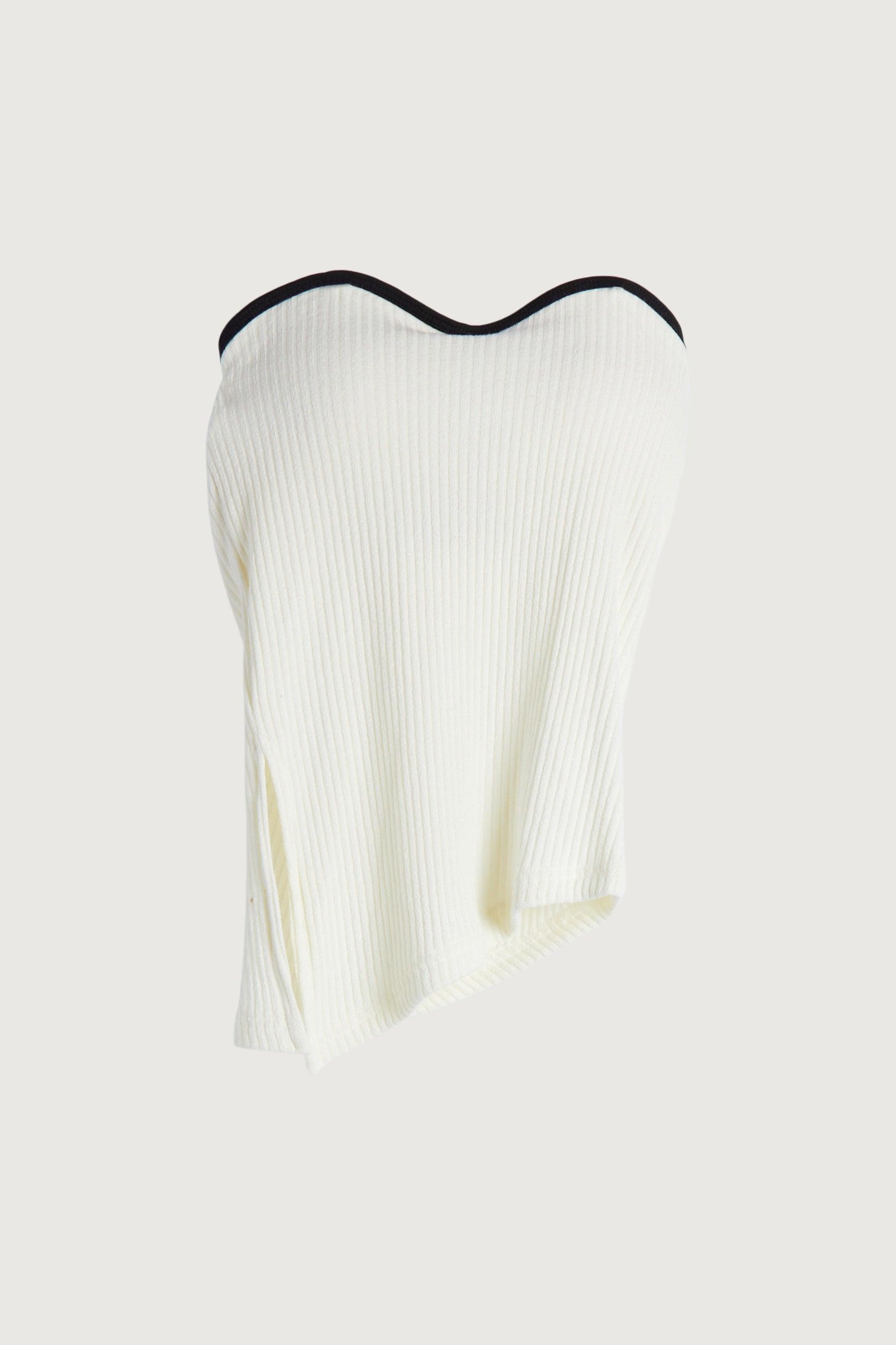 CONTRAST TRIM ASYMMETRICAL TUBE TOP by OAK + FORT
