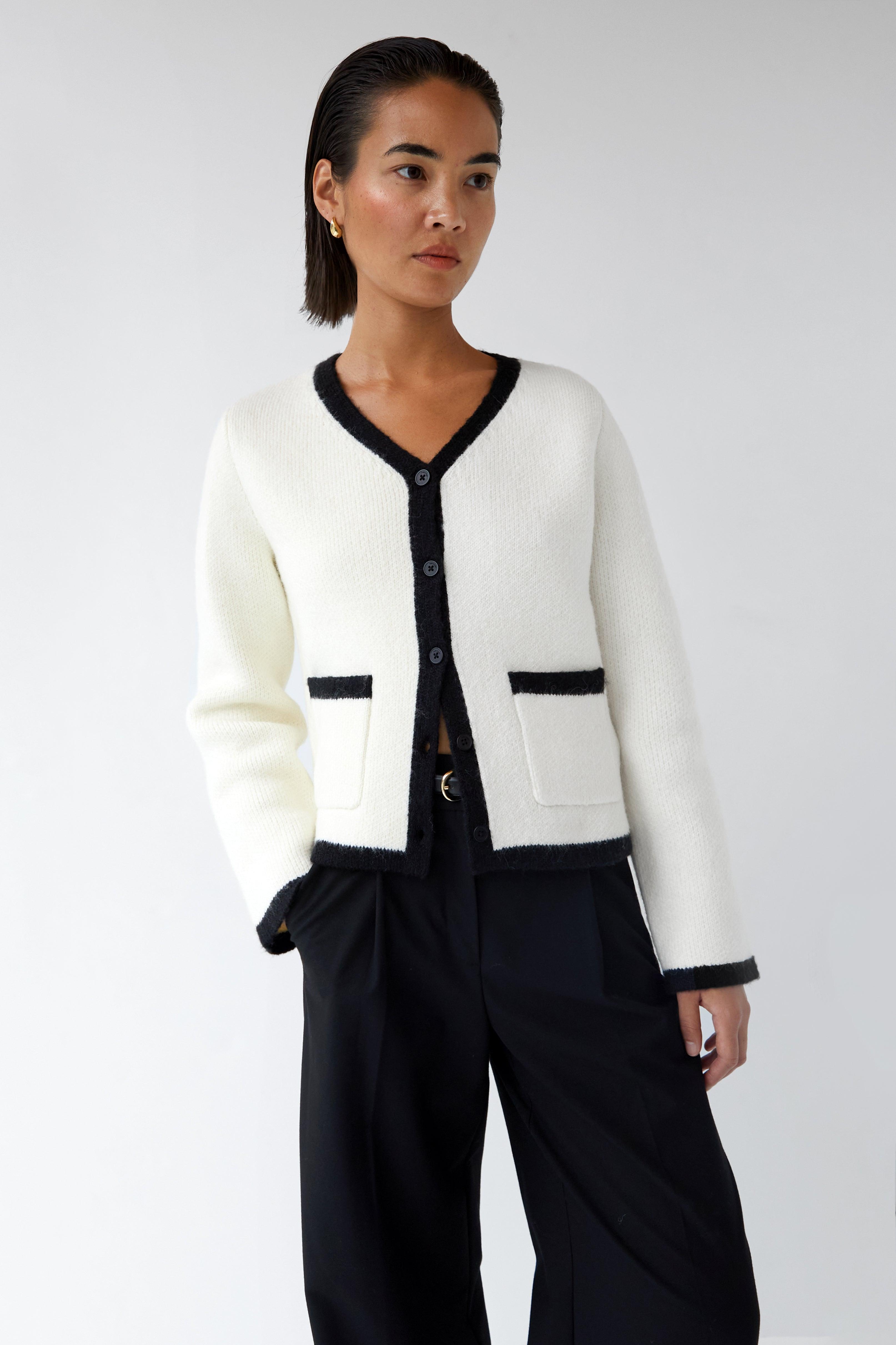CONTRAST TRIM BUTTON UP CARDIGAN by OAK + FORT