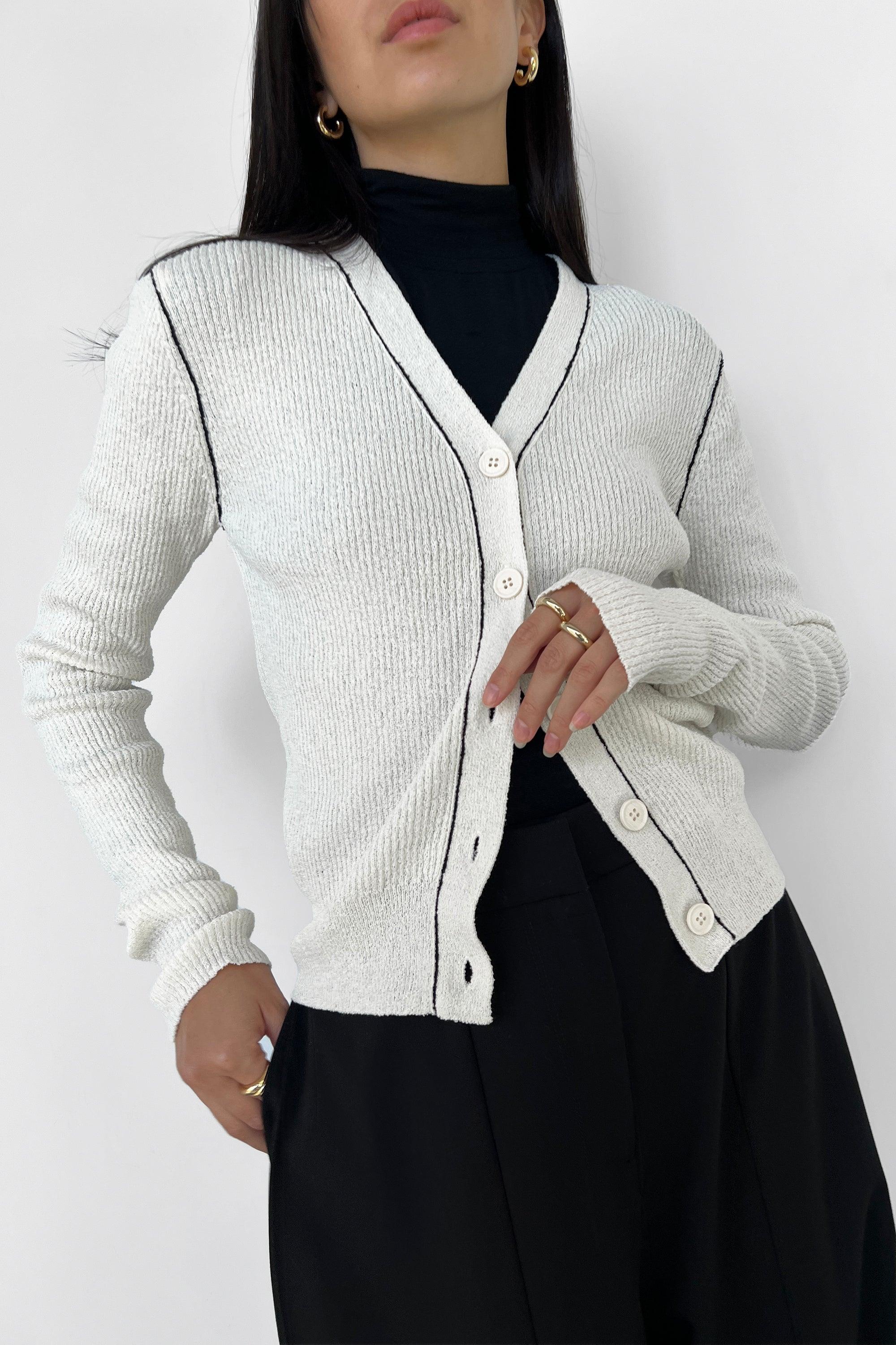 CONTRAST TRIM CARDIGAN by OAK + FORT