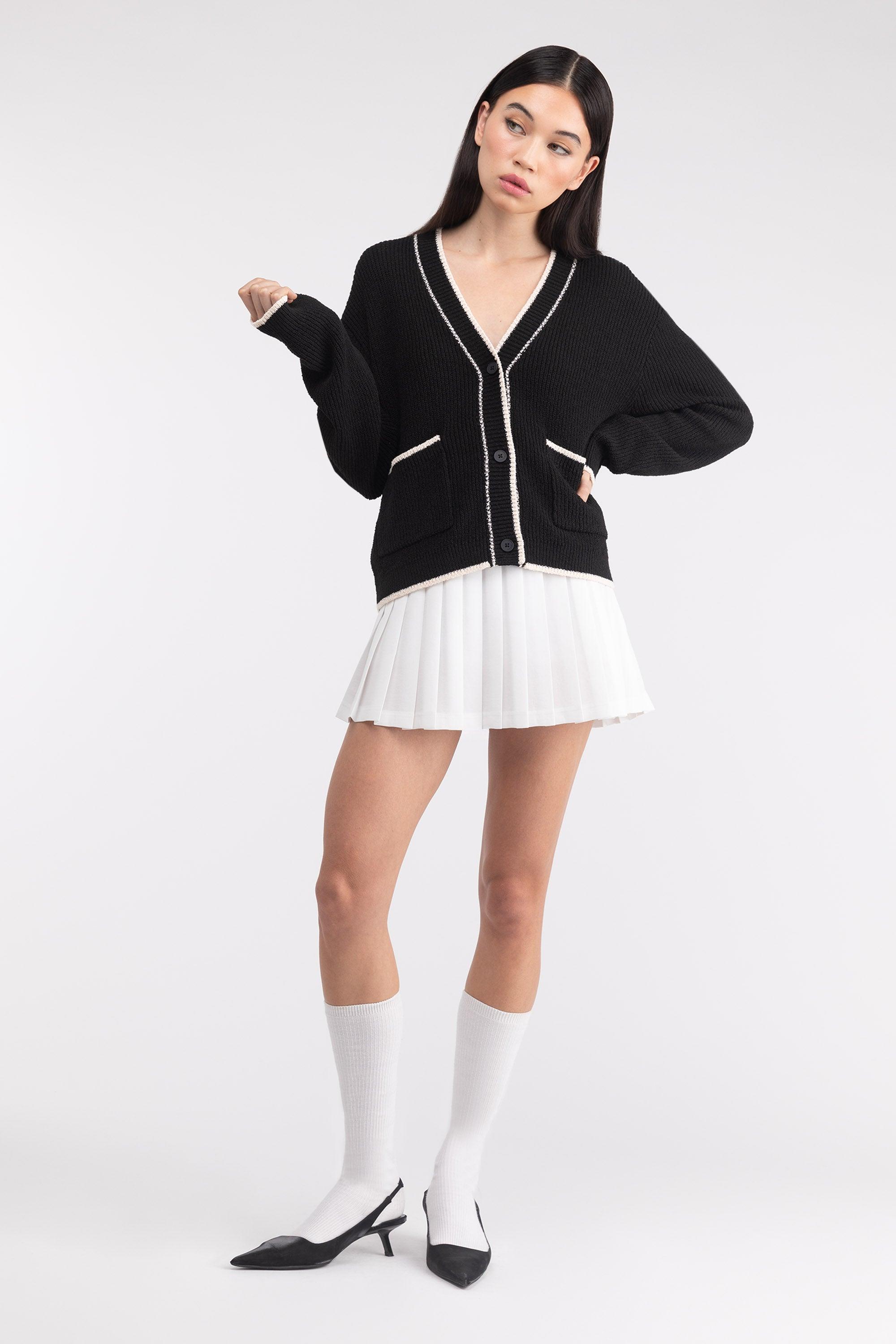CONTRAST TRIM CARDIGAN by OAK + FORT