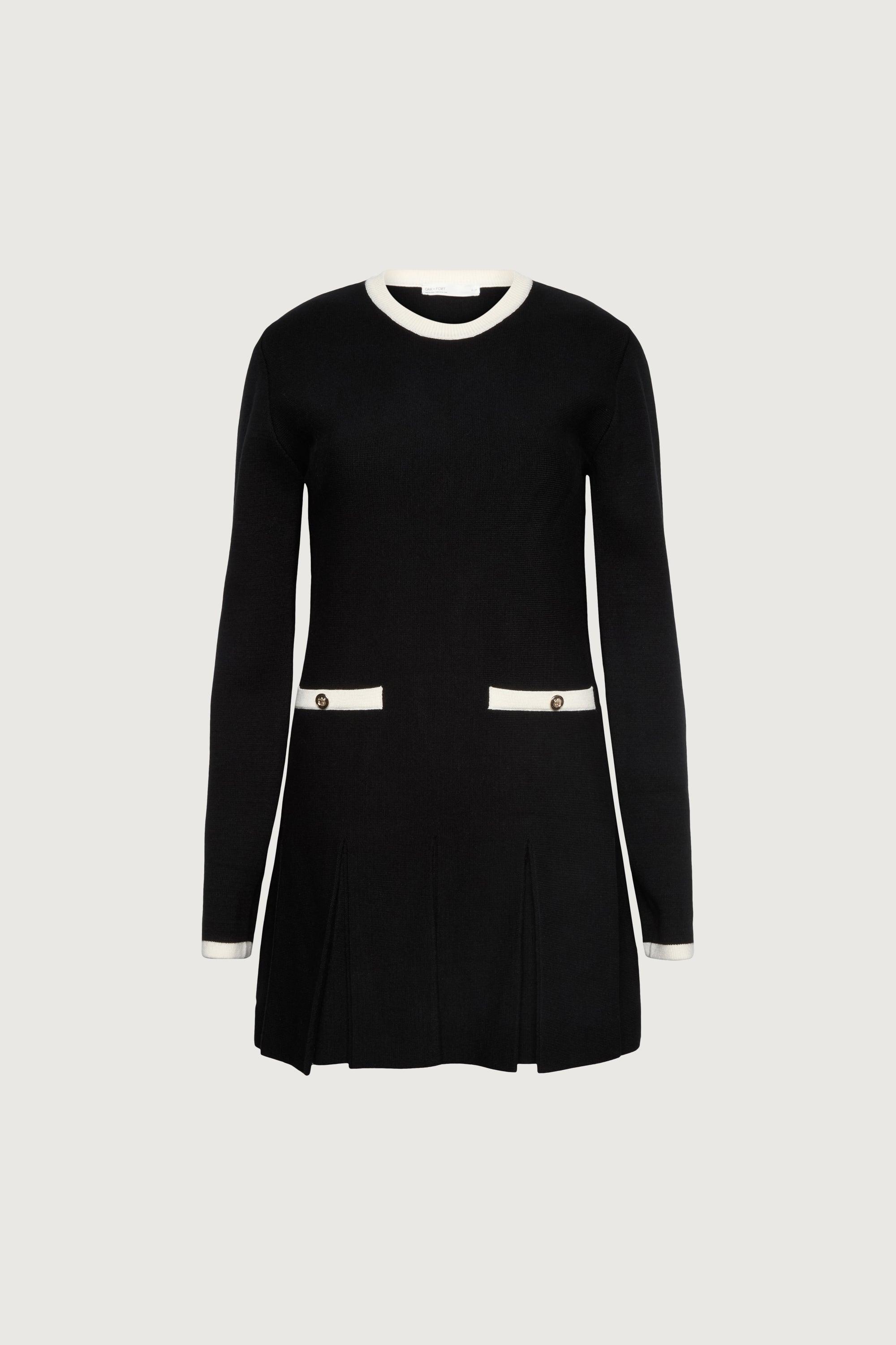 CONTRAST TRIM PLEATED MINI DRESS by OAK + FORT