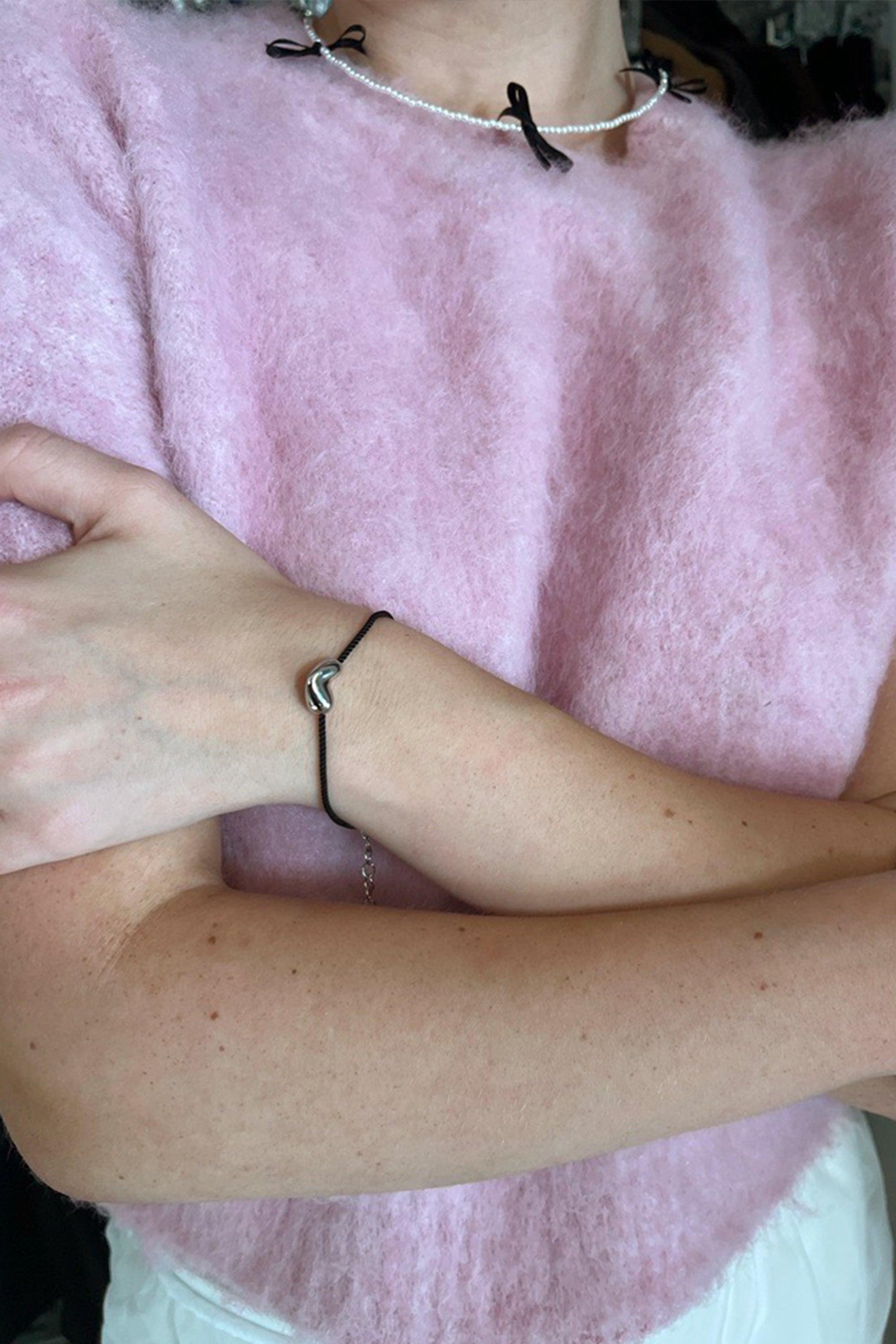 CORD BRACELET WITH BUBBLE HEART by OAK + FORT