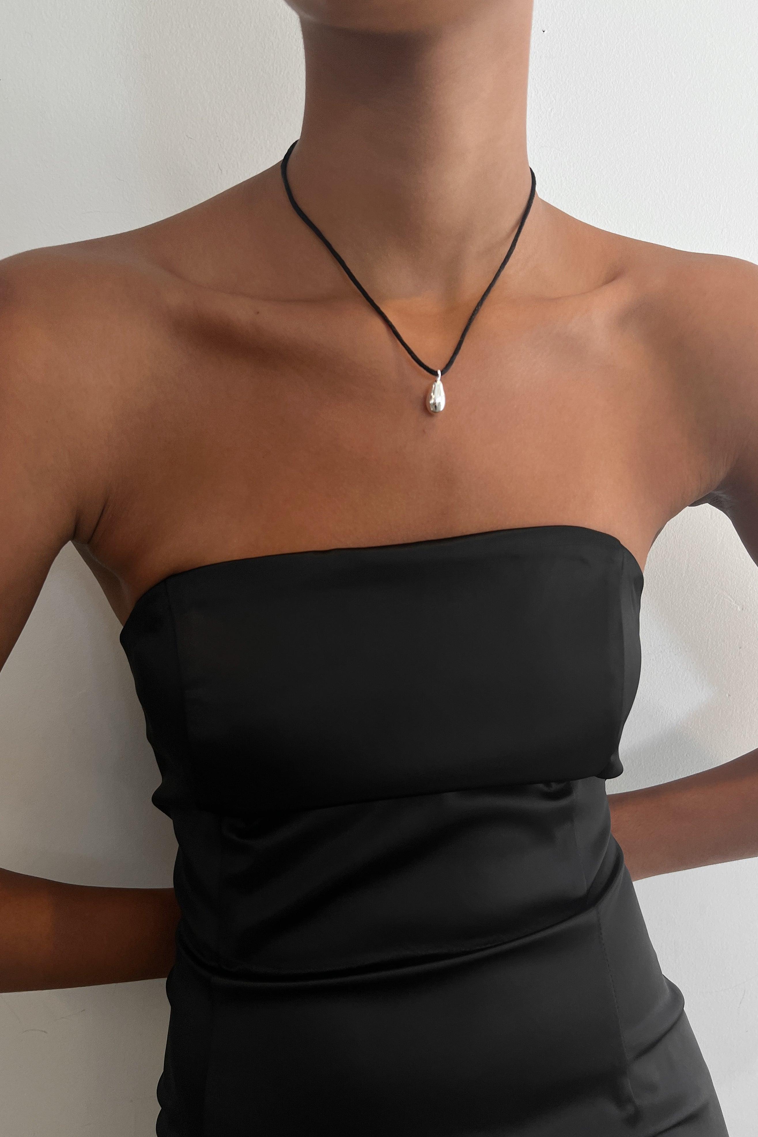 CORD NECKLACE WITH BUBBLE DROP by OAK + FORT