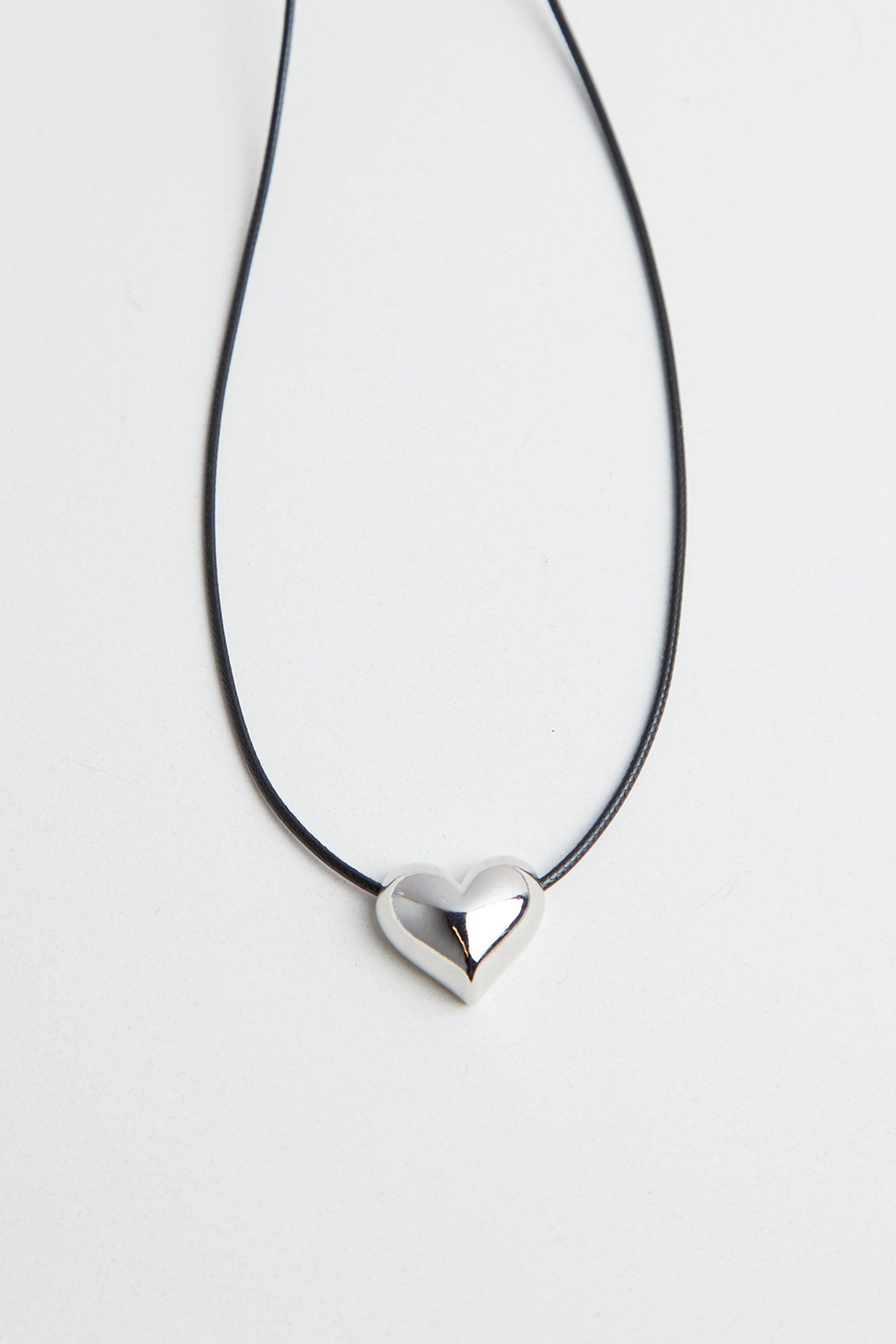 CORD NECKLACE WITH BUBBLE HEART by OAK + FORT
