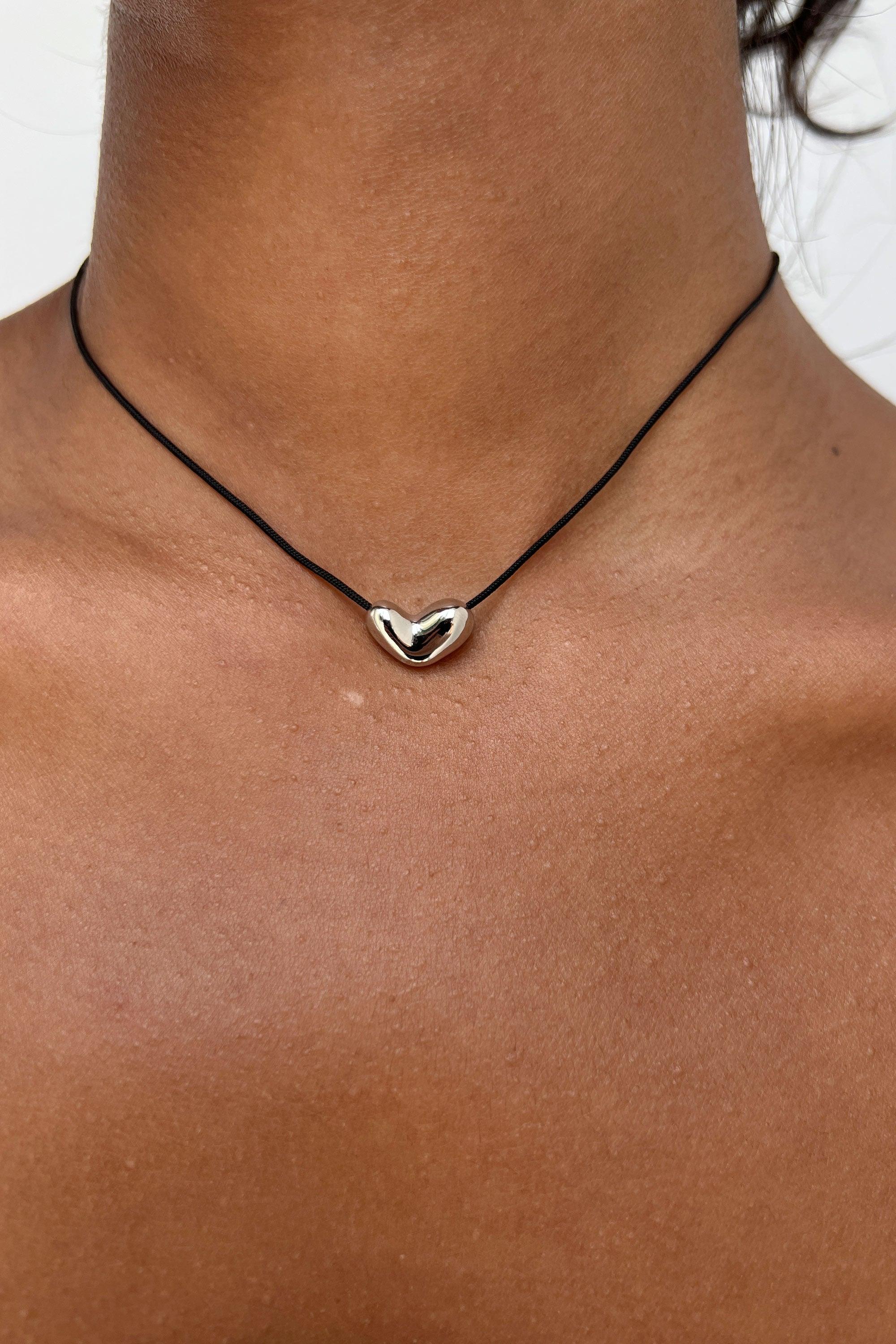 CORD NECKLACE WITH MINI HEART PENDANT by OAK + FORT