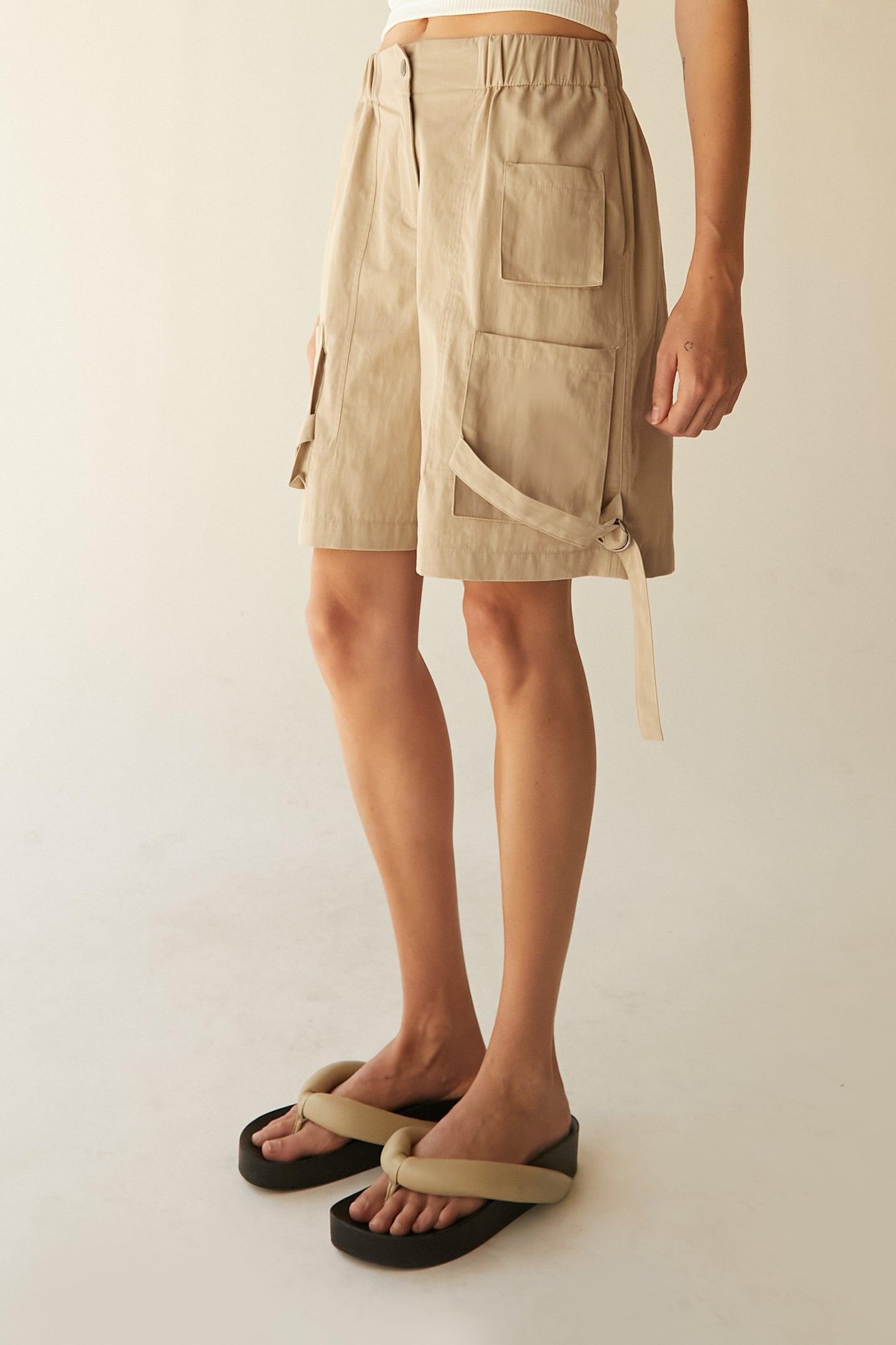 COTTON NYLON TWILL CARGO SHORT by OAK + FORT