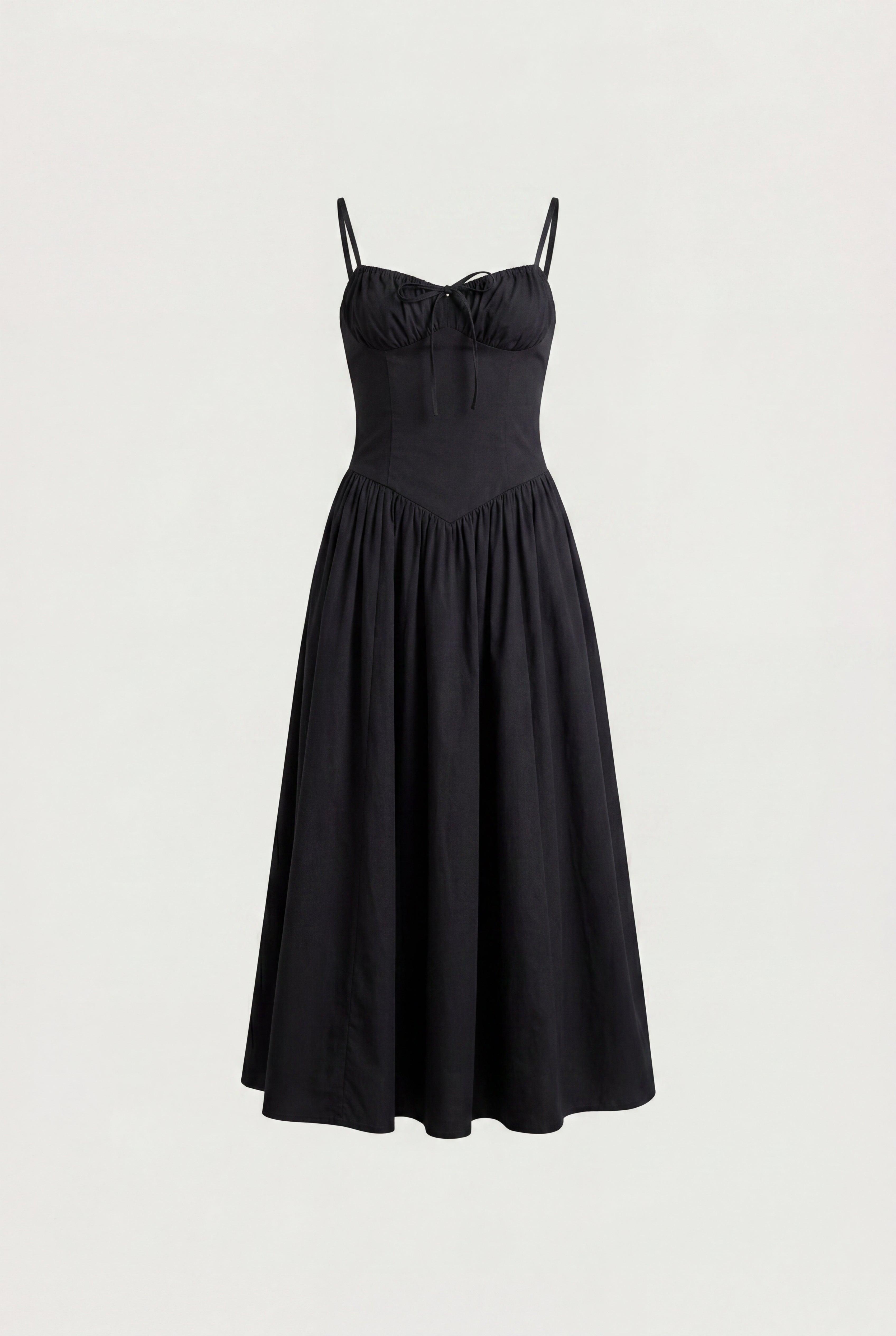COTTON POPLIN CORSET MIDI DRESS by OAK + FORT